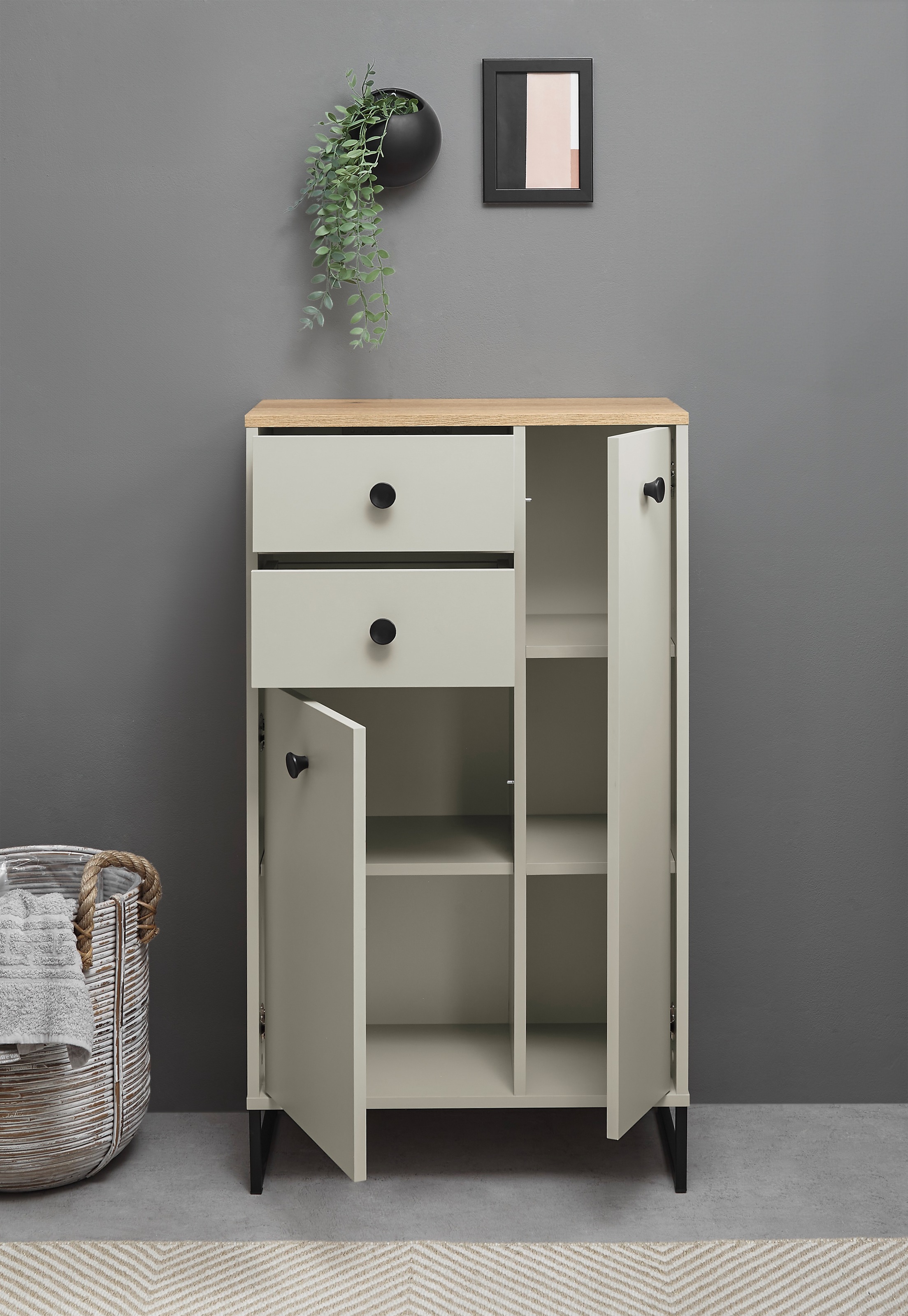 BASIC by Balculina Armoire intermédiaire »Linea« 1 cuis tlg. Largeur 38cm, pieds profilés en U, tiroir sous plan