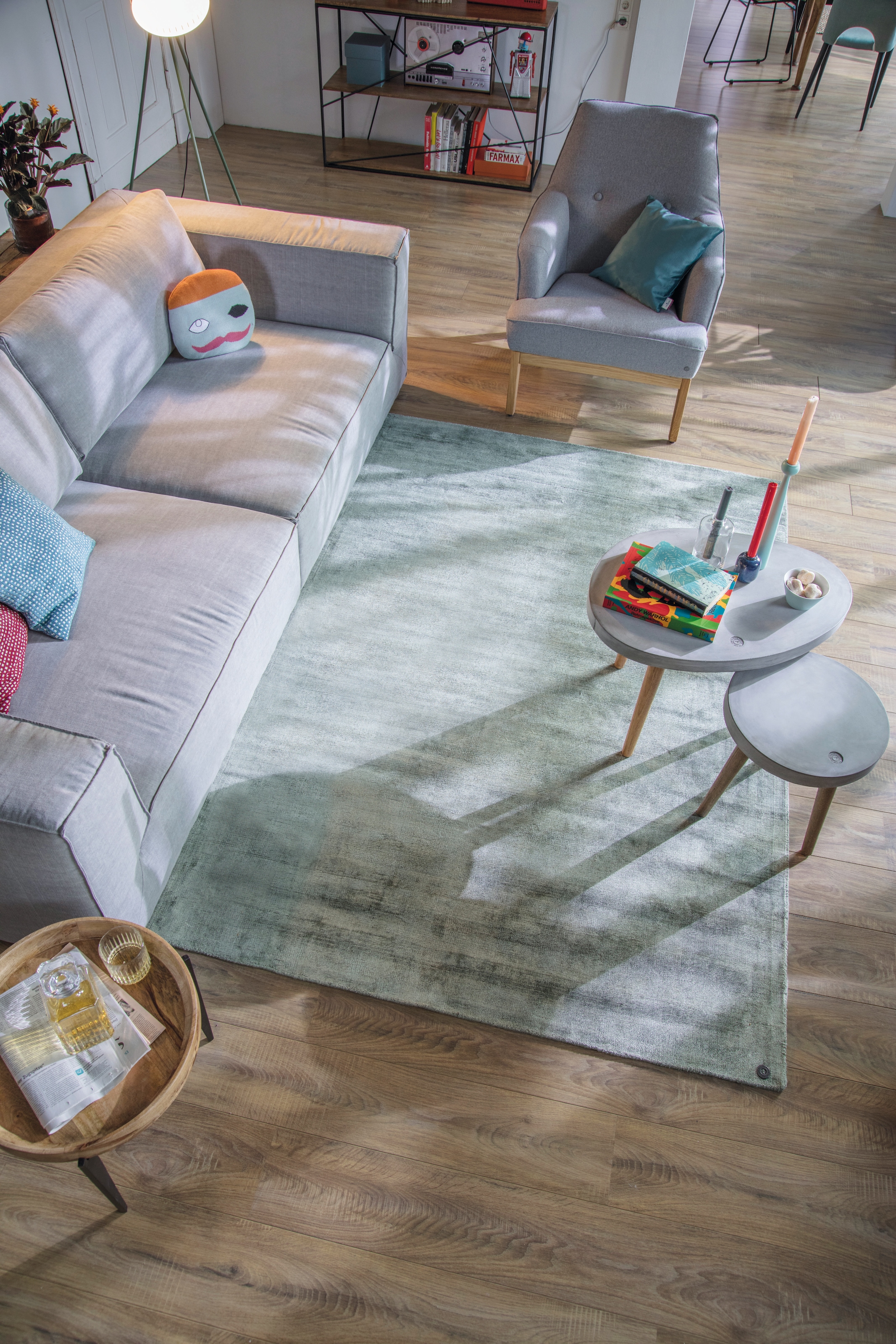TOM TAILOR HOME Teppich »Shine uni«, rechteckig, 8 mm Höhe, Handweb Teppich, 100% Viskose, handgewebt, mit elegantem Schimmer