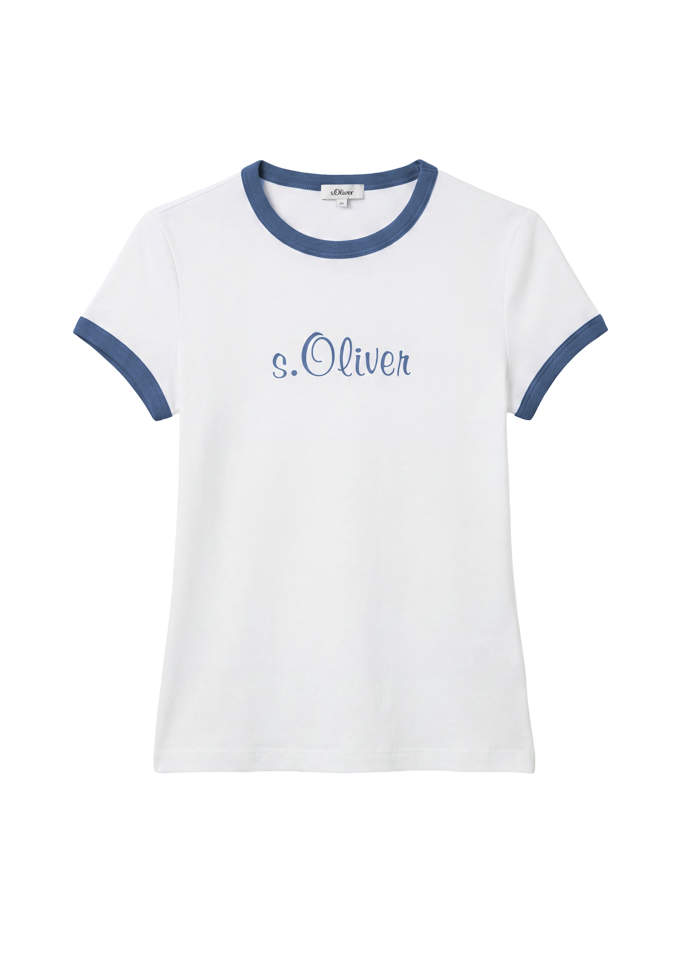 s.Oliver Kurzarmshirt »s.Oliver X Heidi Klum Logo T-Shirt« mit Logo-Print / Konstrastfarbene Bündchen / Rundhals