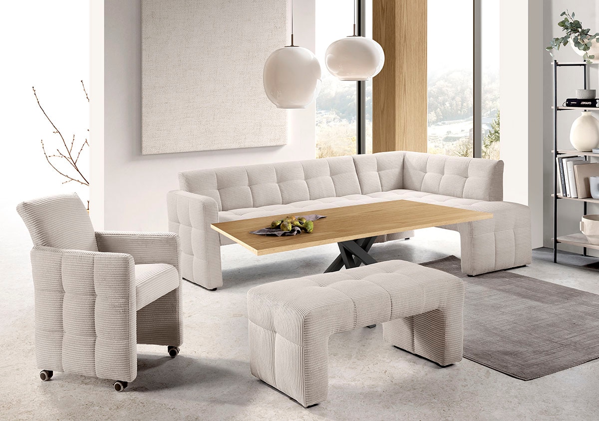 exxpo - sofa fashion Essbank »Barista, bequem und elegant, hohe Bodenfreiheit,« Eckbank Barista bequem und elegant, hochwertige Detailverarbeitung