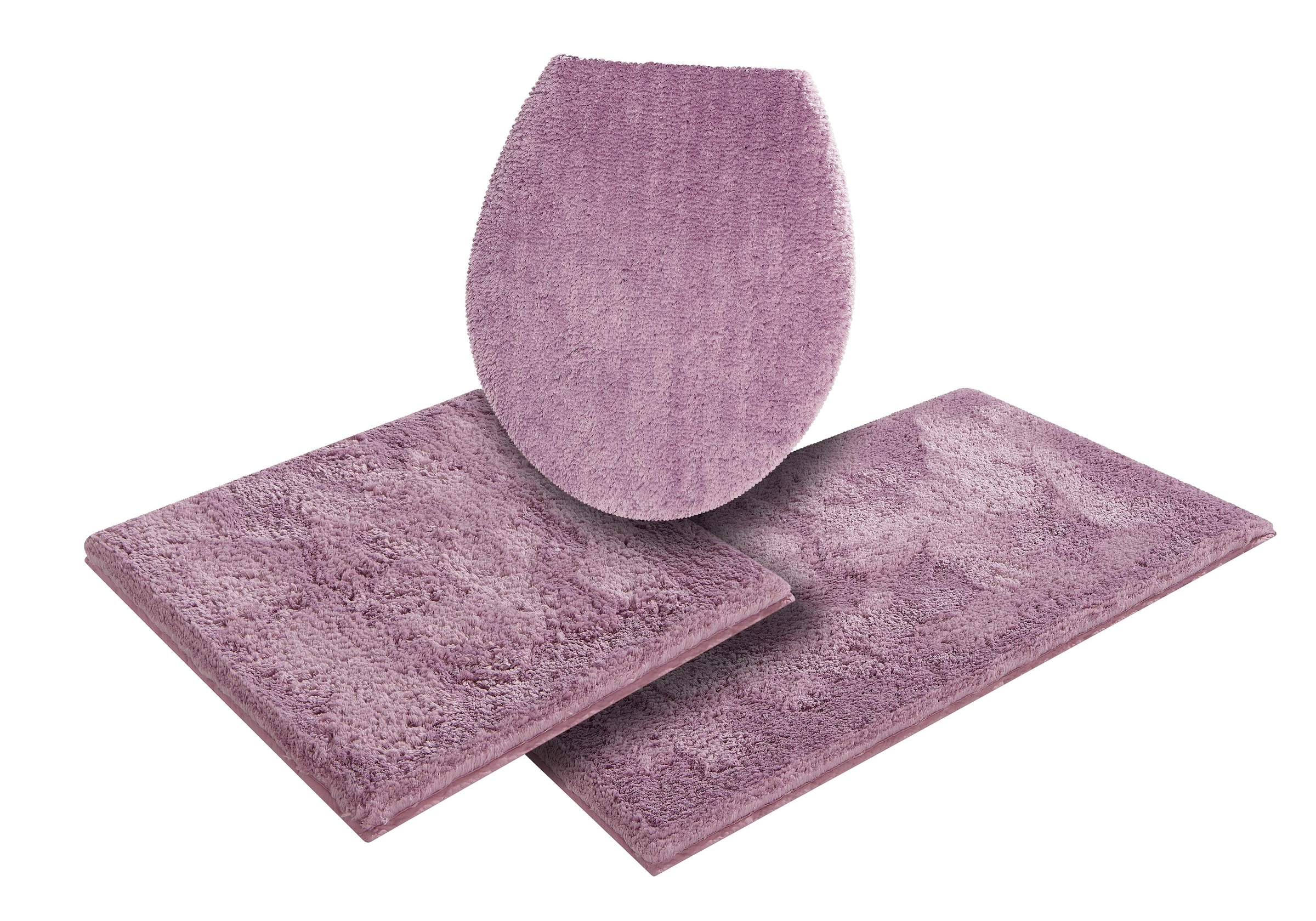my home Badematte »Jos, Badvorleger, Badezimmer Teppich«, rutschhemmend beschichtet, fussbodenheizungsgeeignet-schnell trocknend, Badematten in Pastell-Farben, Badteppich als 3 teiliges Set erhältlich