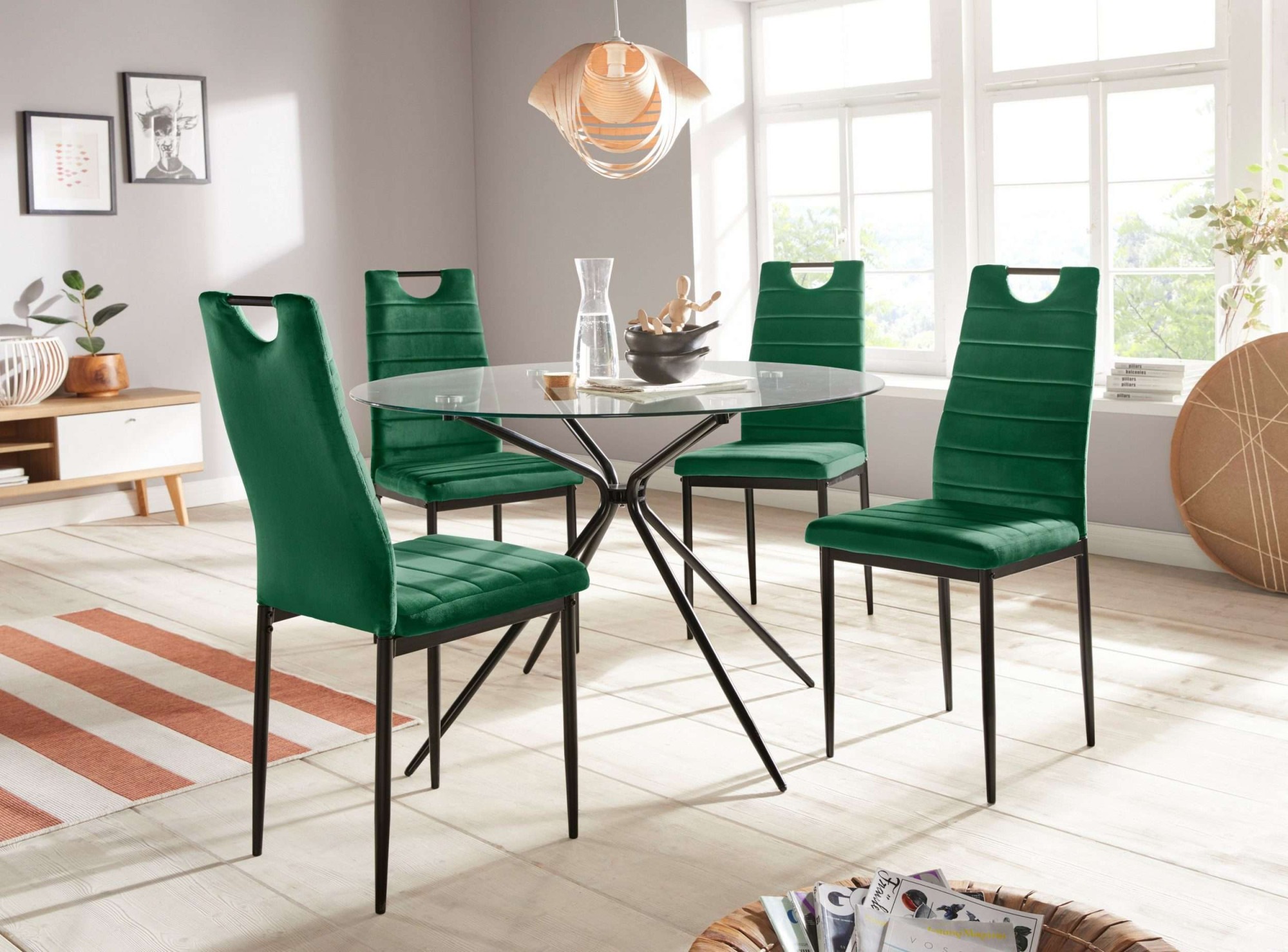 Image of GOODproduct Essgruppe "Silvi-Mandy" Set, Set: Glastisch 110x110 cm mit 4 Stühlen