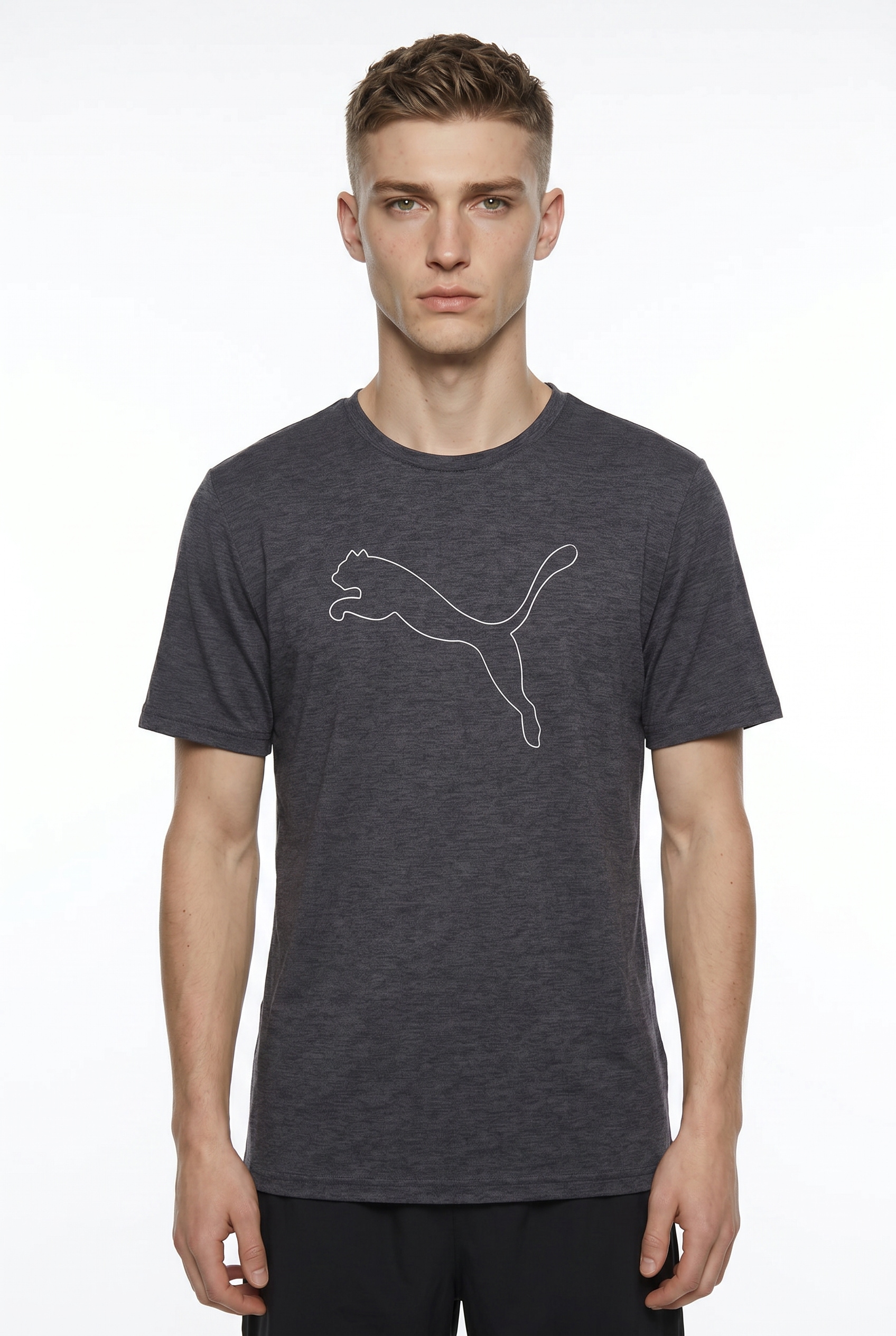 PUMA T-shirt d'entraînement »M TAD ESSENTIAL HEATHER CAT TEE (CF LARGE CAT)« avec col rond, manches courtes, pour activités sportives