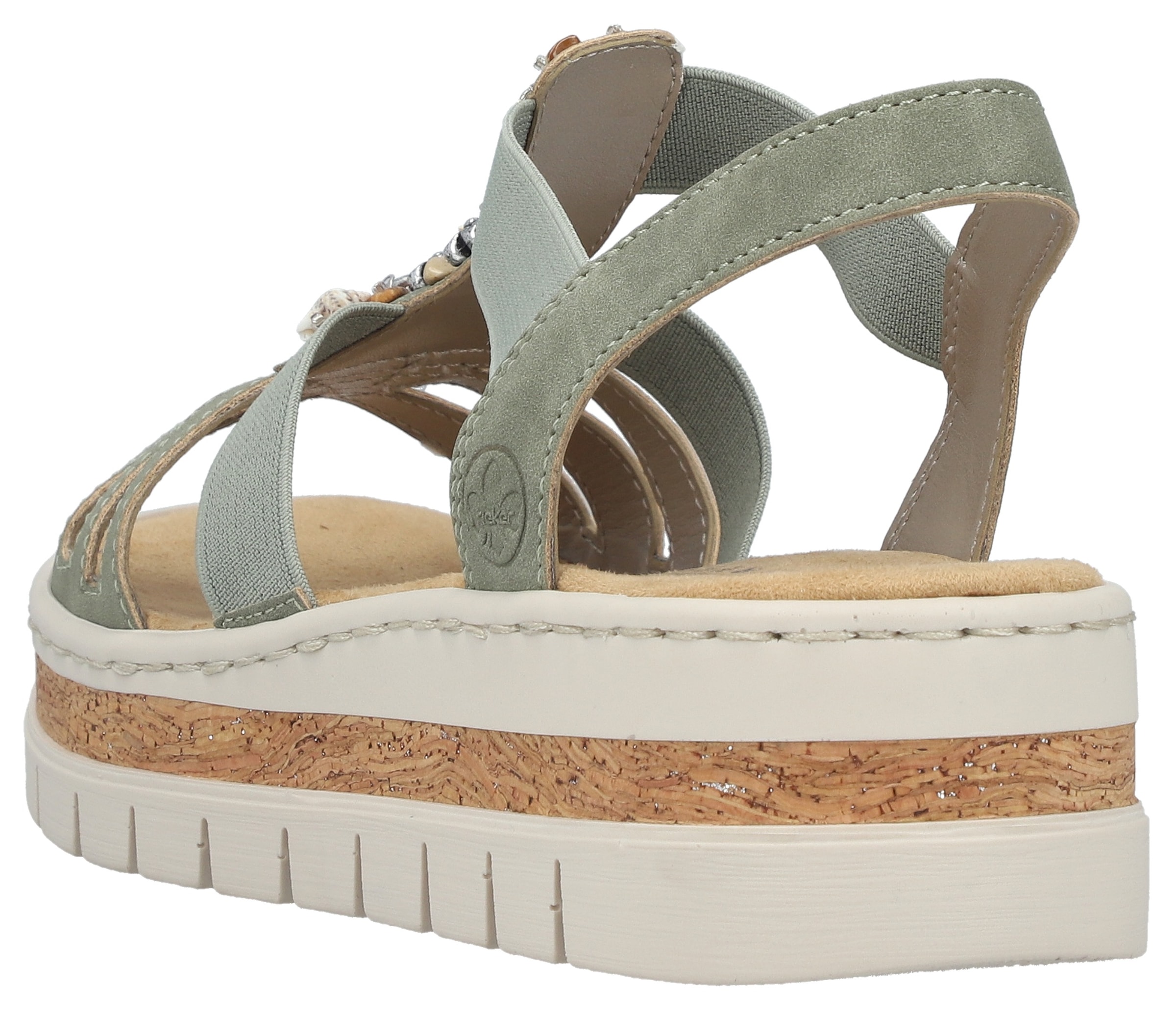 Rieker Sandales compensées  Sandale compensée, sandale à plateforme, chaussure d'été avec décoration