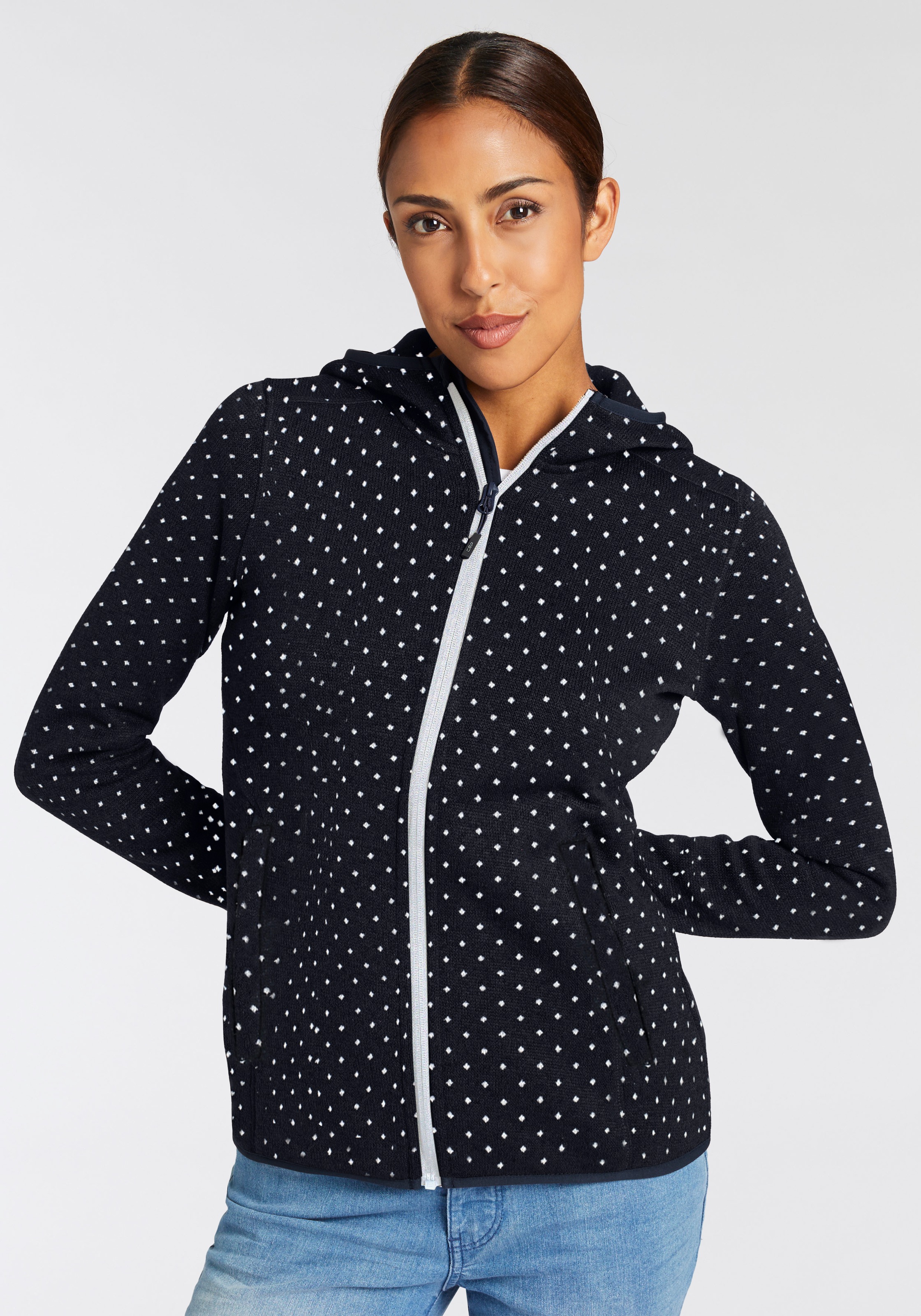 Image of CMP Strickfleecejacke "WOMAN JACKET FIX HOOD" mit Kapuze wärmend, Übergangsjacke