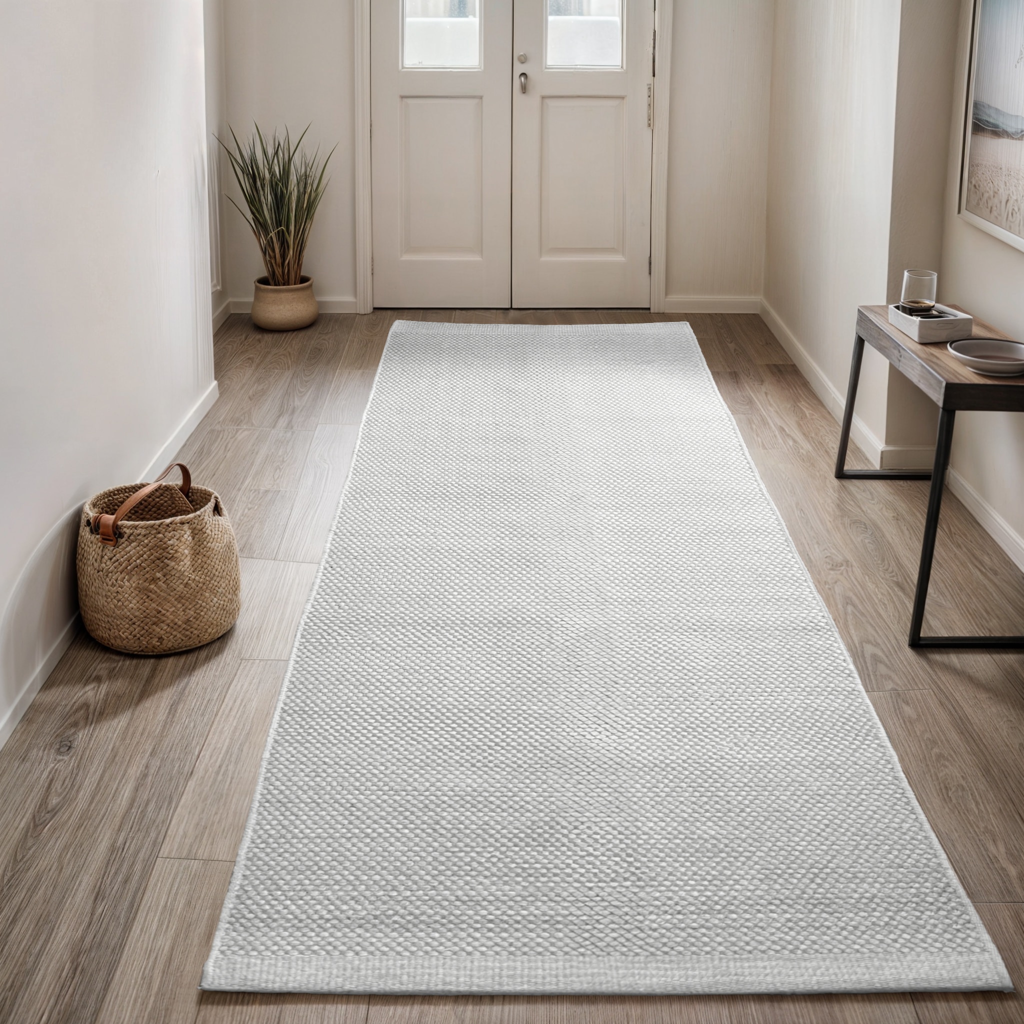 my home Bettumrandung »Wolltraum Pur«, (Set, 3 tlg.), Wendeteppich, handgewebt, Uni Farben, reine Wolle, Wohnzimmer