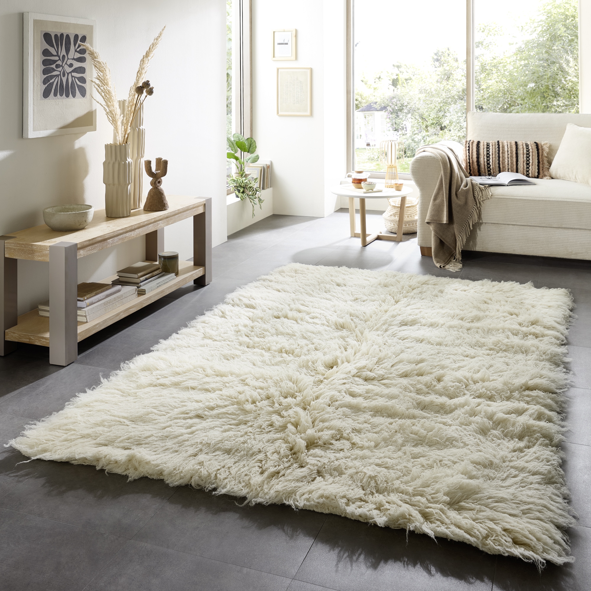 Image of THEKO Wollteppich "Flokos 2" rechteckig 70 mm Höhe original griechischer Flokati, Hochflor, Uni-Farben, reine Wolle