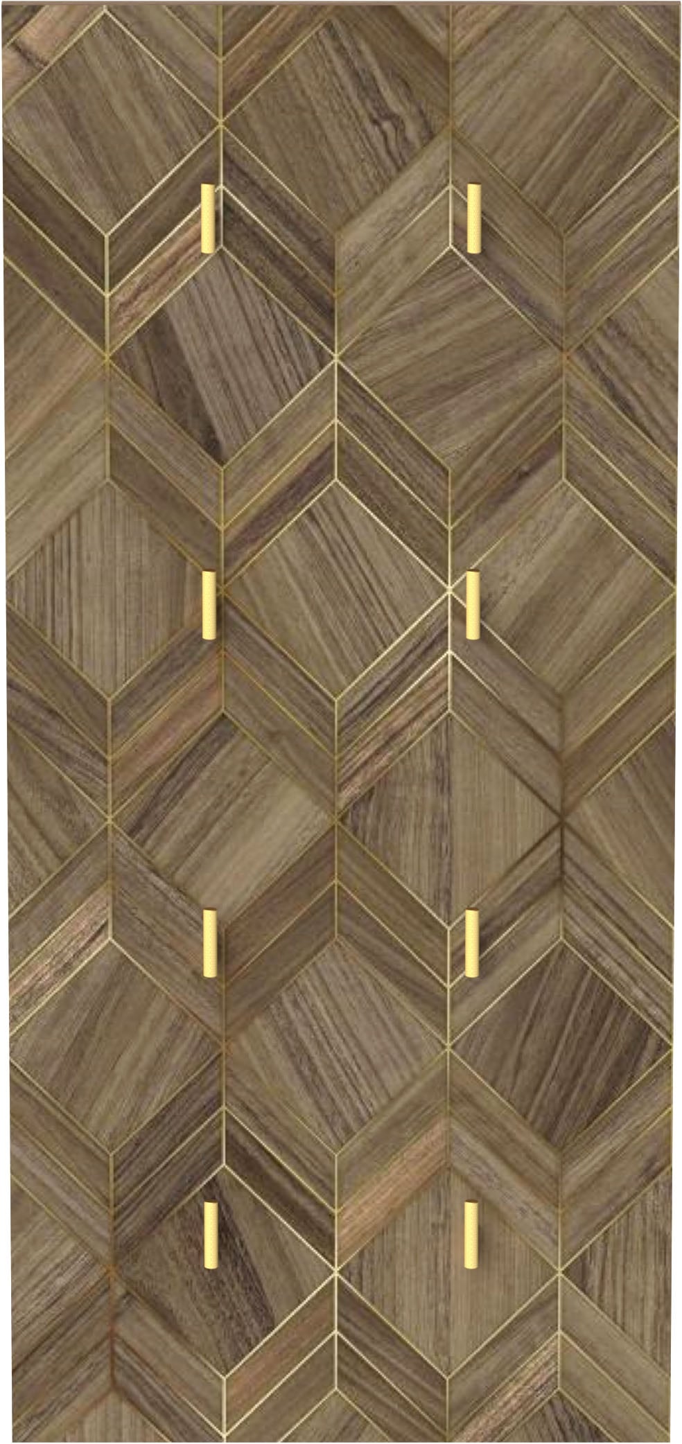 Schildmeyer Garderobenpaneel »Glenn Hakenpaneel 490 nussbaum  ArtDeco« 1 Stk. tlg. Nussbaum Art-Déco Design mit eleganten Goldakzenten, Made in Germany