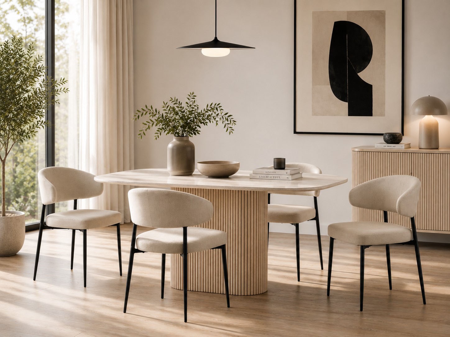 ACTONA GROUP Esszimmerstuhl »Edina 2er Set, Stoff - bequem & stilvoll, mehrere Farben, moderne« () Gepolstert, weicher Bezug & hoher Sitzkomfort, schwarze Stahlbeine