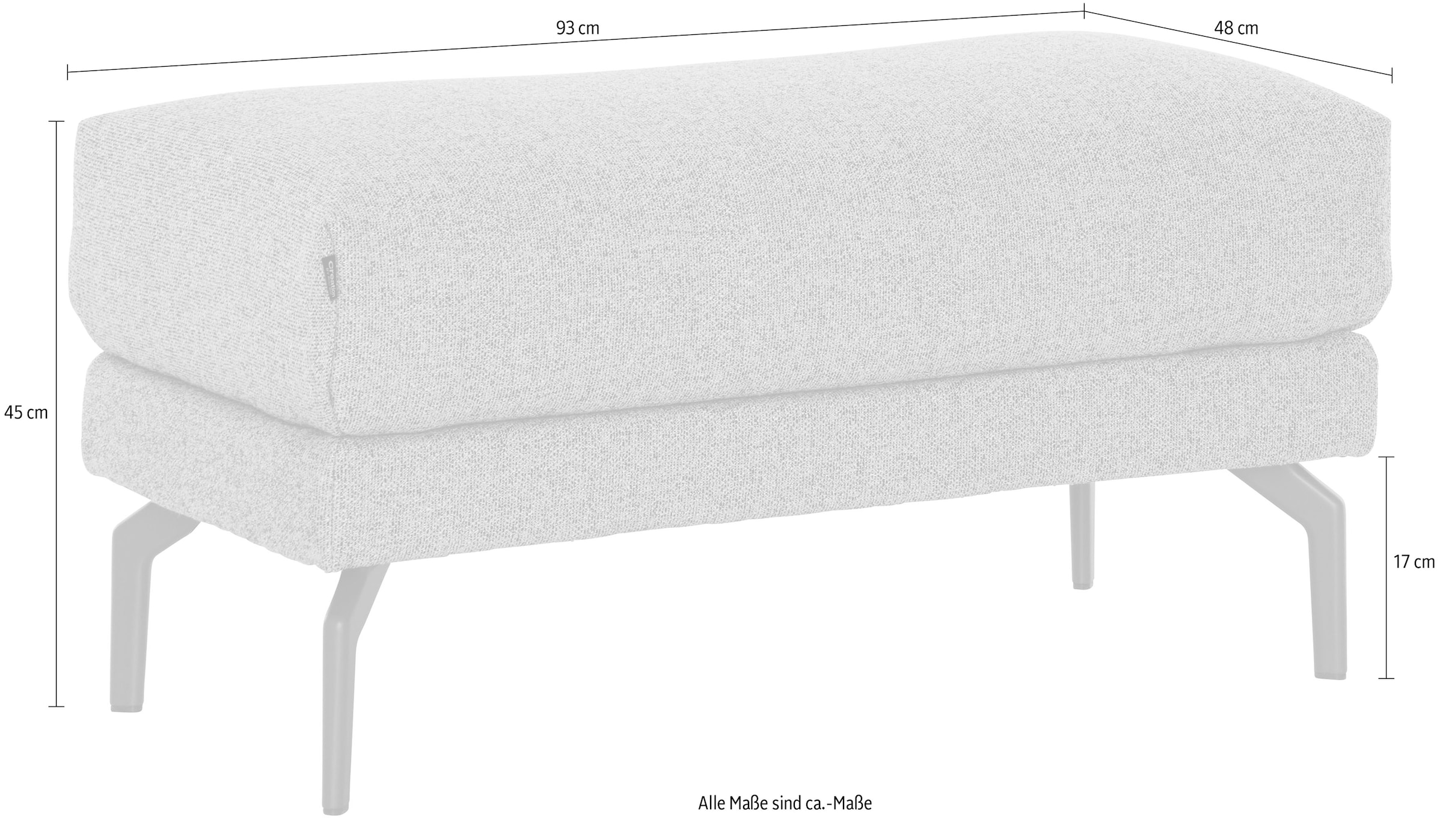 Creation BY ROLF BENZ Banc à tabouret »CR.450, Sitzbank« pieds en aluminium moulé sous pression couleur ombragrau