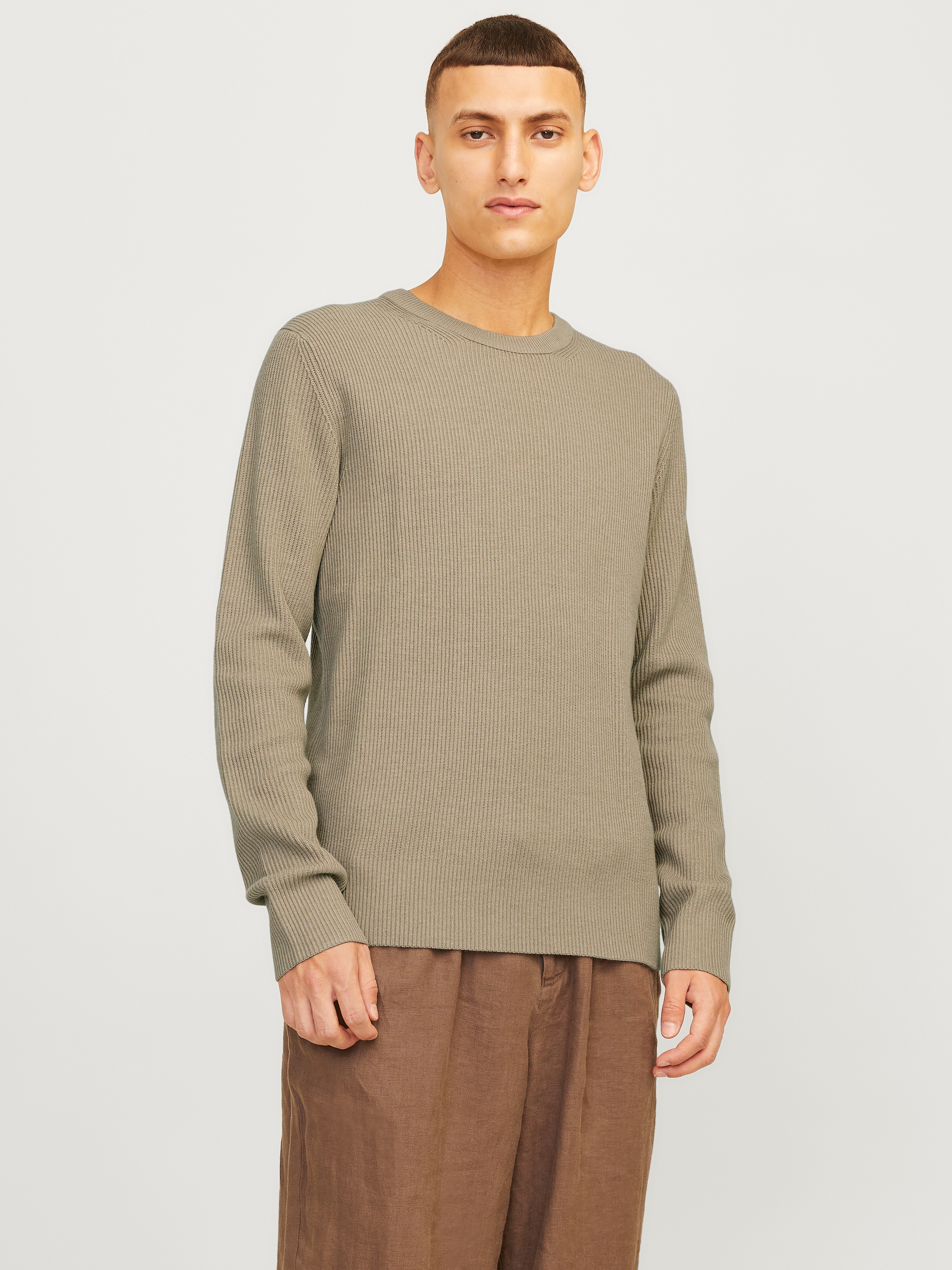 Jack & Jones Pull à col rond »JJEPERFECT – Pullover mit pflegeleichter Qualität, Structure Fit« unifarben, modisch, regular fit, Strick, Rundhals