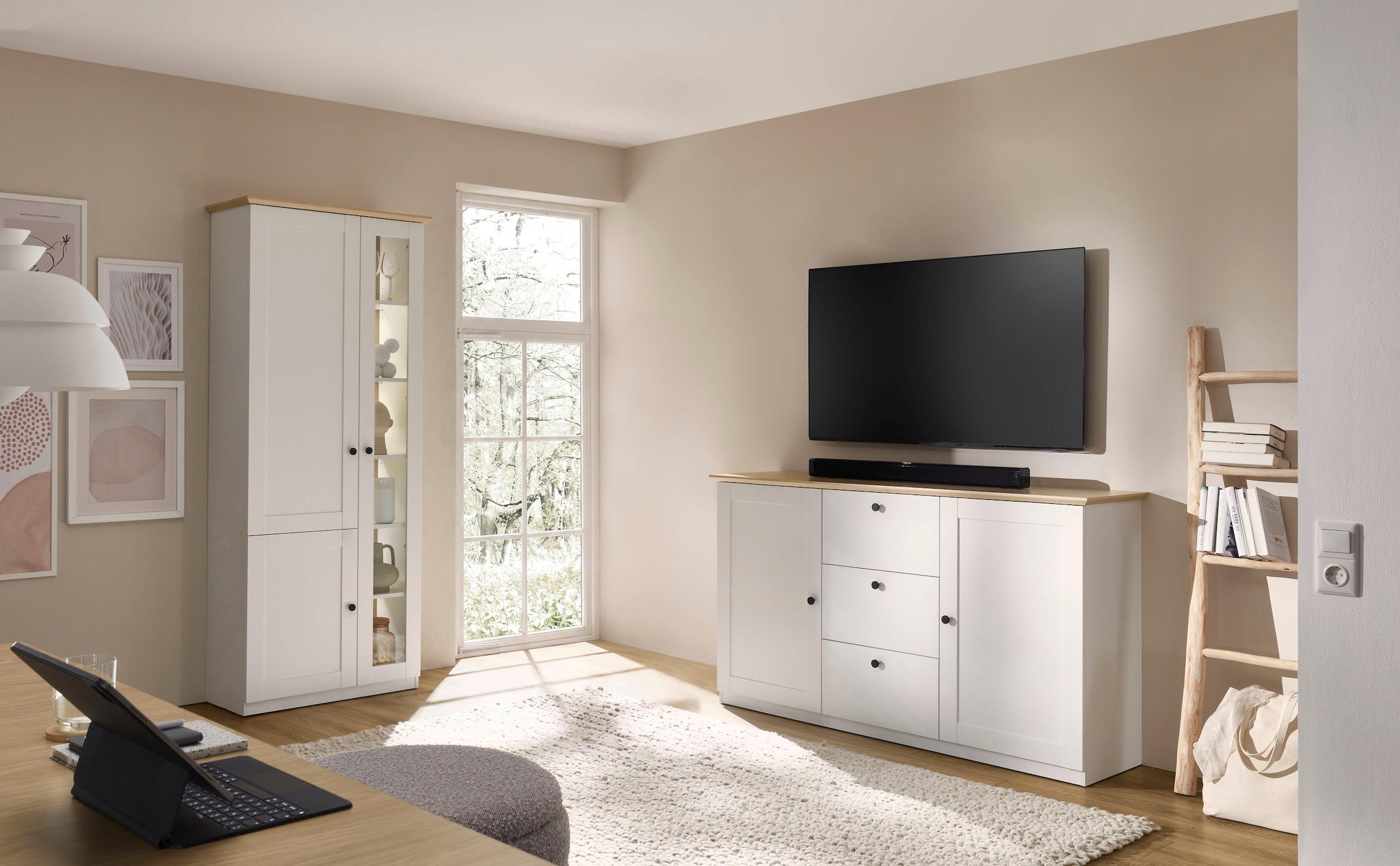 GOODproduct Wohnwand »Brest, Anbauwand im Landhausstil, Komplettset, Wohnzimmer-Set« Set, 2 Stk. tlg.
