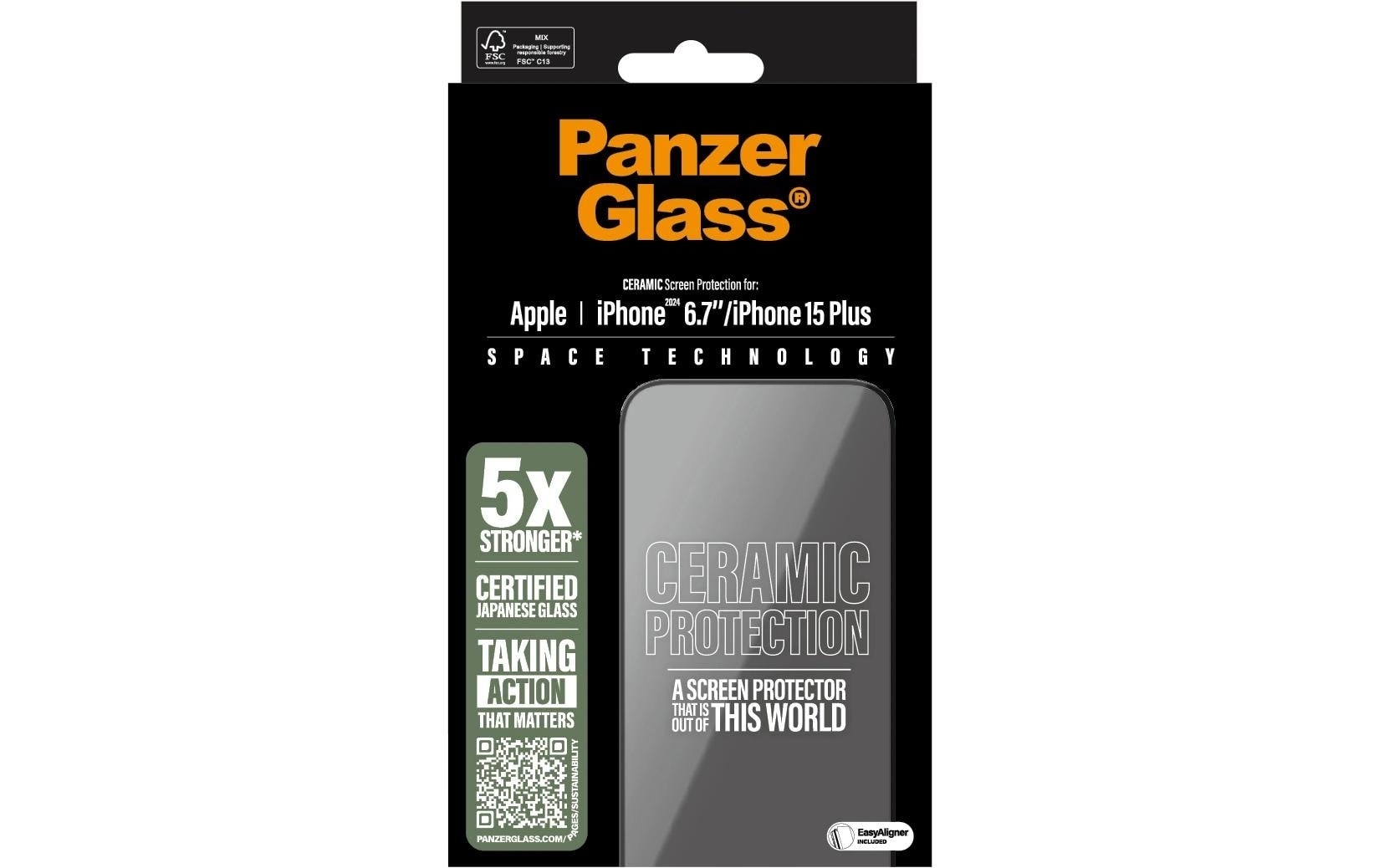 PanzerGlass Displayschutzglas »Ultra Wide Fit Ceramic iPhone 16 Plus«, für iPhone 16 Plus, (1 St.)