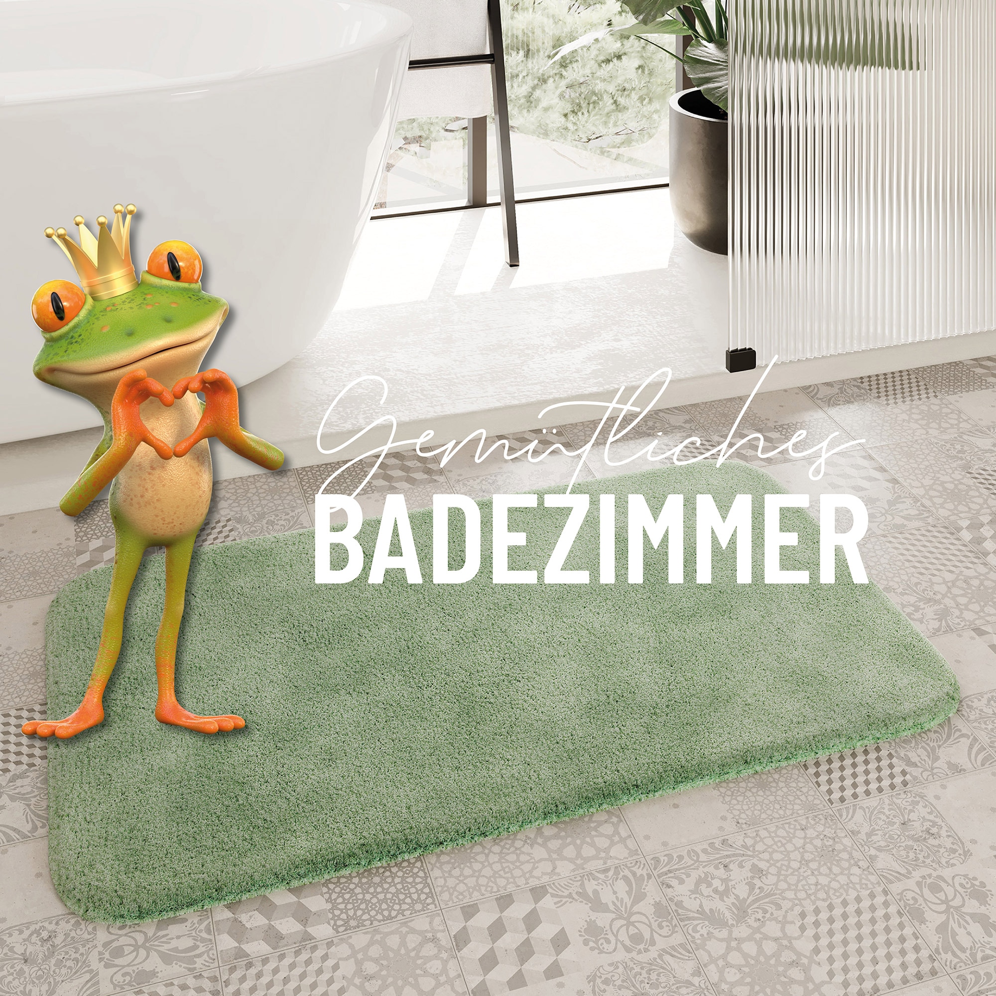 Homie Living Badematte »Porto Azzurro« Höhe 30 mm rutschhemmend beschichtet fussbodenheizungsgeeignet | schnell trocknend Badteppich, uni, rechteckig & rund, waschbar, Badezimmerteppich