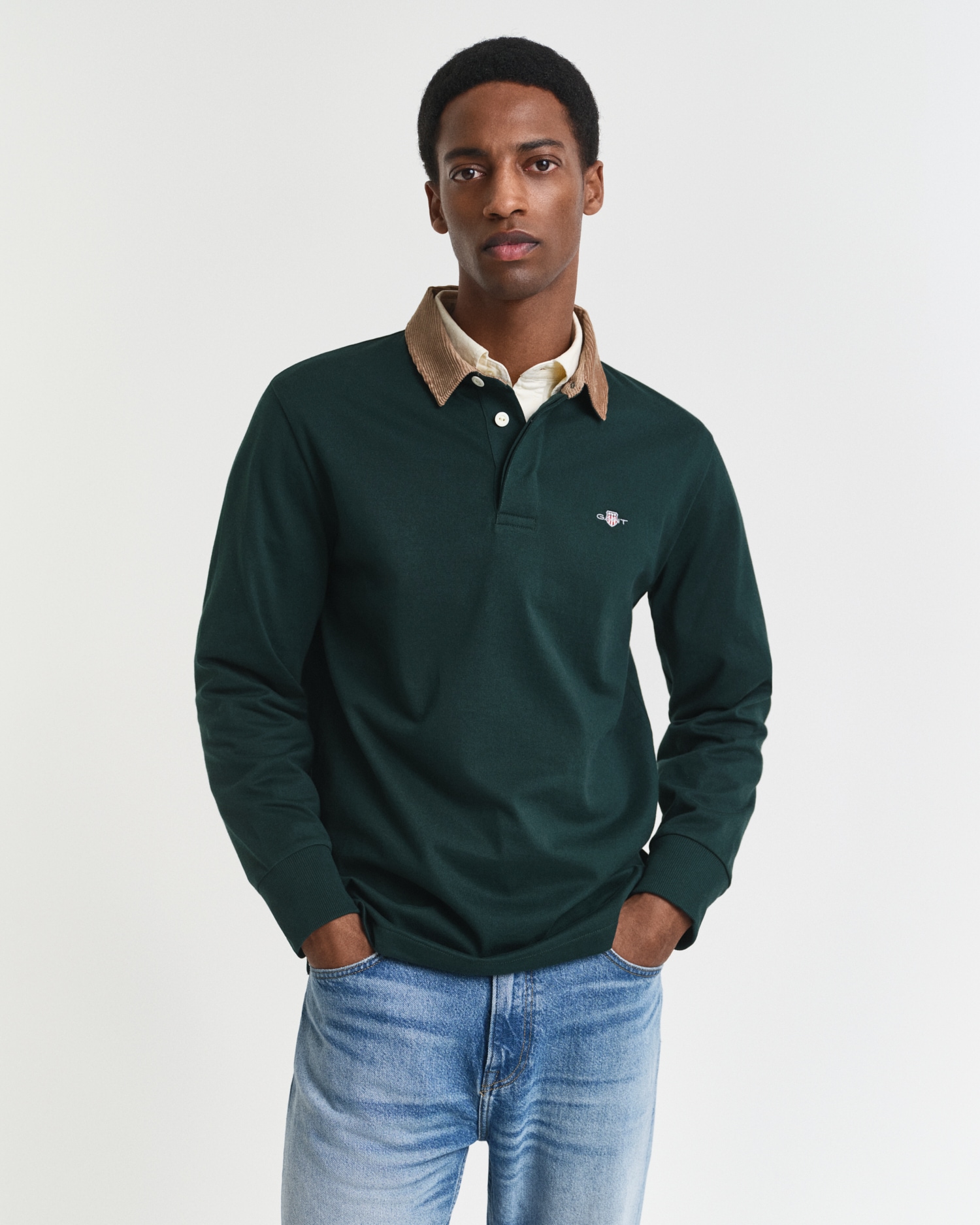 Image of Gant Langarm-Poloshirt "CORD COLLAR HEAVY RUGGER" Cordkragen, regular fit, seitliche Saumschlitze