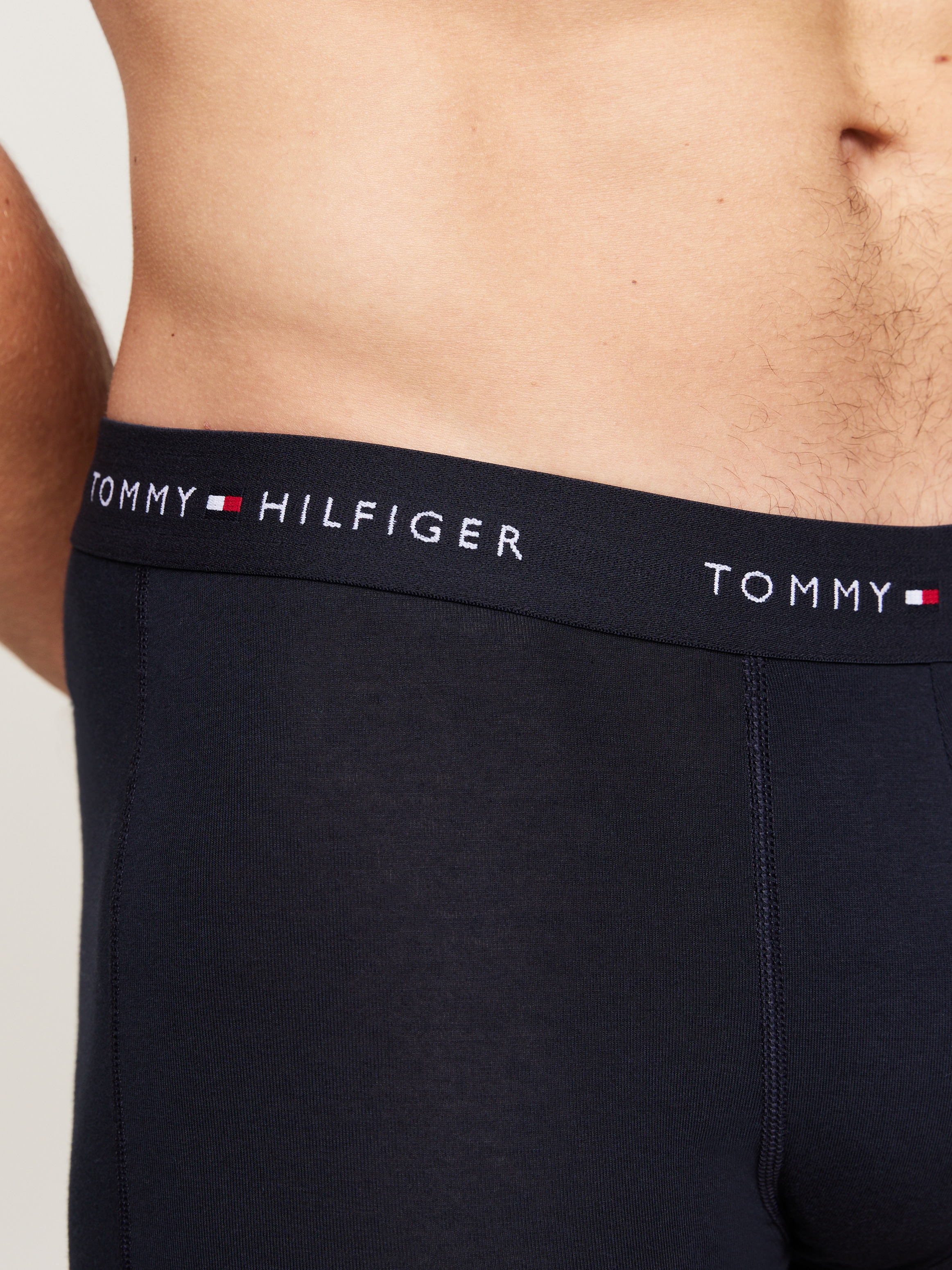 Tommy Hilfiger Underwear Boxer »TRUNK 3 PACK«, (3 St.), mit kontrastfarbenem Logobund