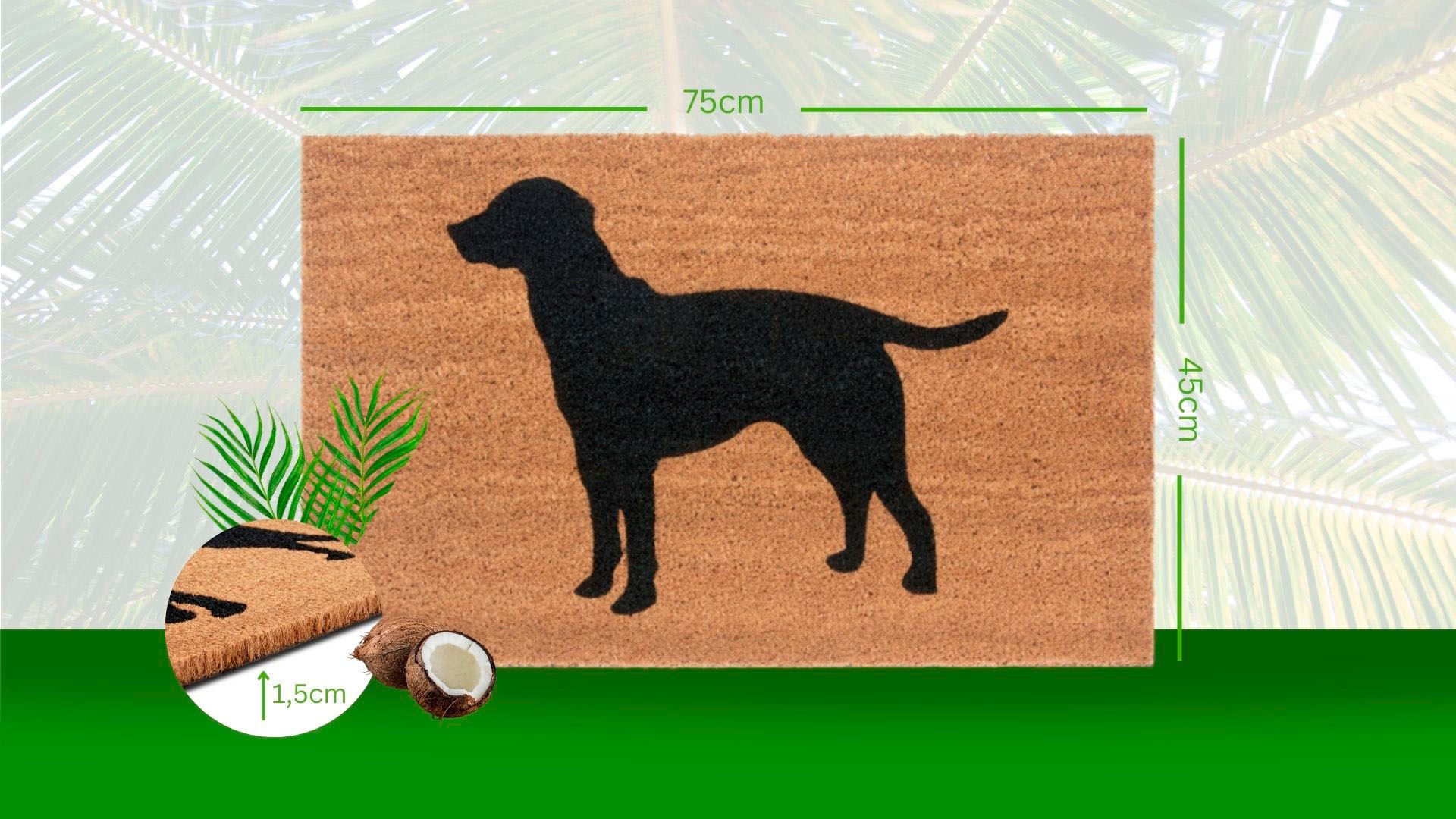 HANSE Home Fussmatte »Mix Mats Kokos Dog Silhouette, Türmatte«, rechteckig, 15 mm Höhe, Kokos, Schmutzfangmatte, Outdoor, Rutschfest, Innen, Kokosmatte, Flur