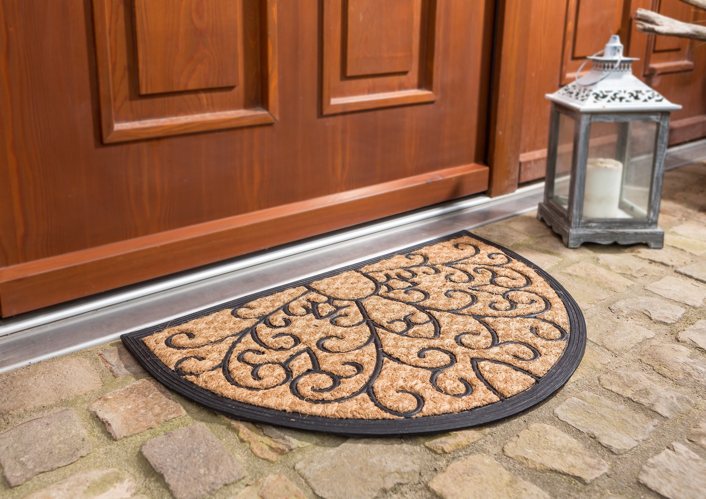 ASTRA Tapis de sol »Coco Deluxe Light« Semicirculaire 8 mm Höhe paillasson, noix de coco, antidérapant, résistant à la saleté, intérieur et extérieur