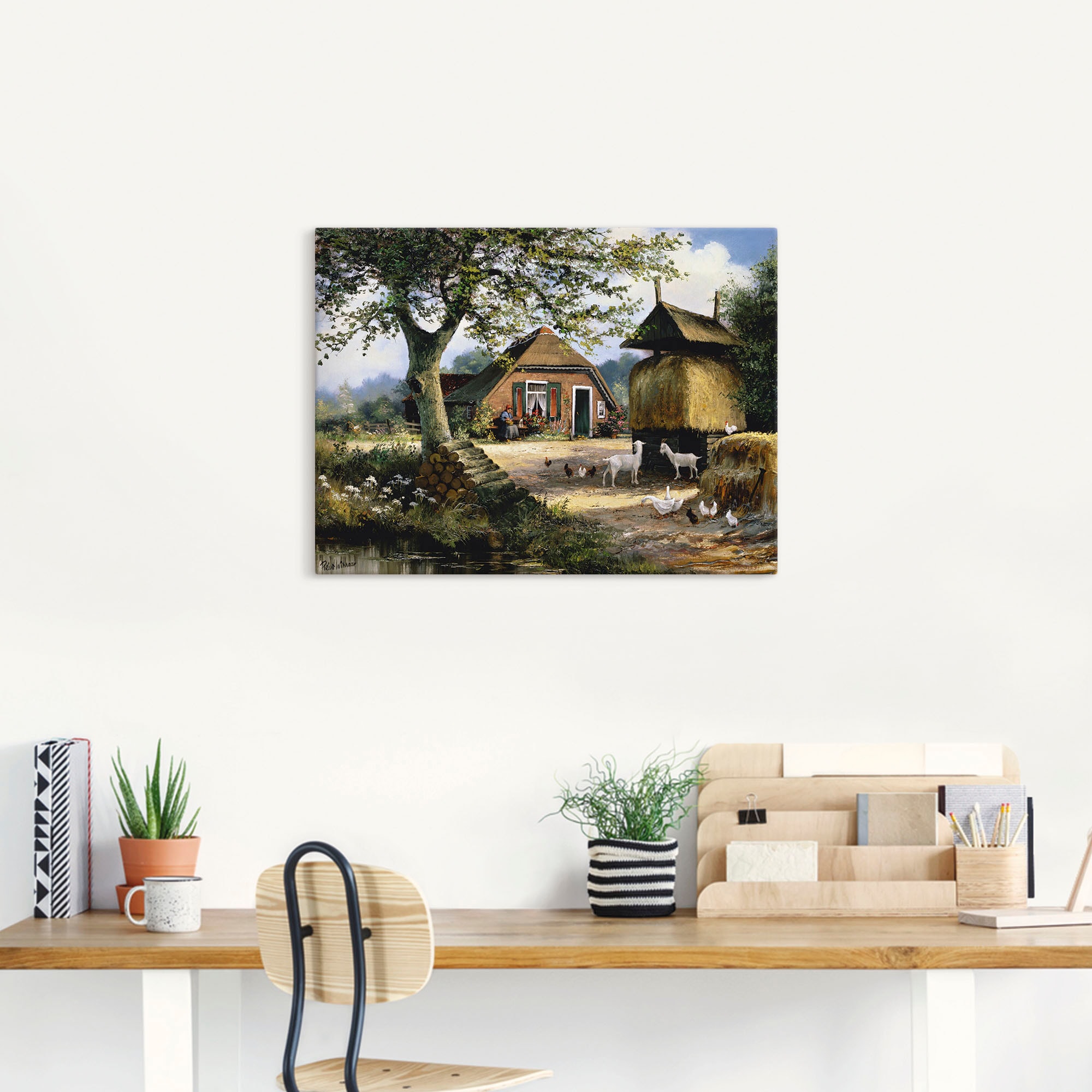 Artland Wandbild »Idyllische Farm mit Hühnern und Ziegen«, Garten, (1 St.), als Leinwandbild, Poster in verschied. Grössen
