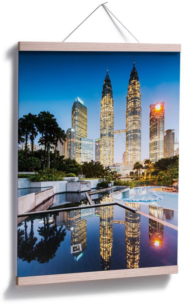 Wall-Art Poster »Petronas Towers Nacht«, Gebäude, (1 St.), Poster ohne Bilderrahmen