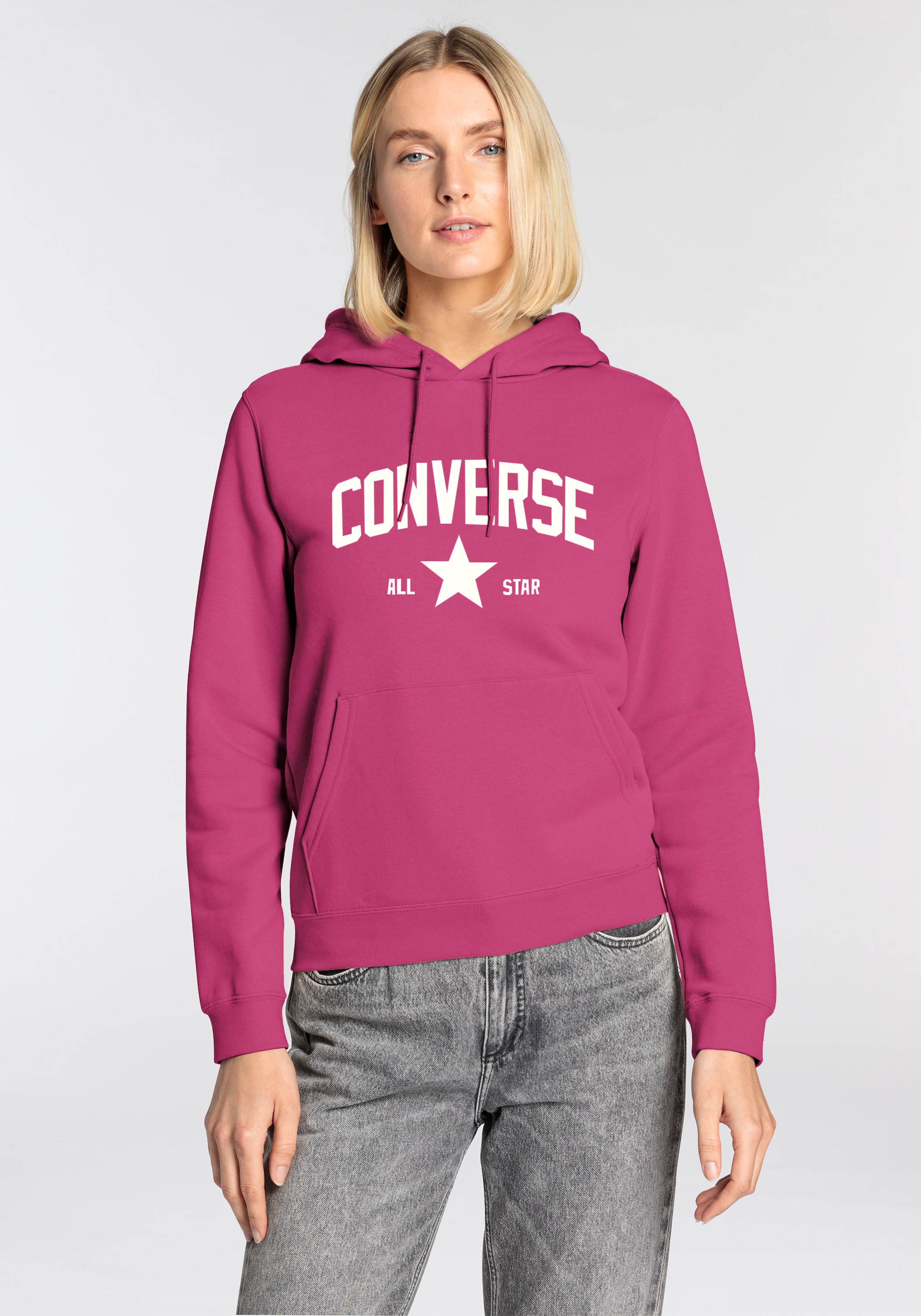 Image of Converse Kapuzensweatshirt, mit Kordel, Langarm-Design, unifarben