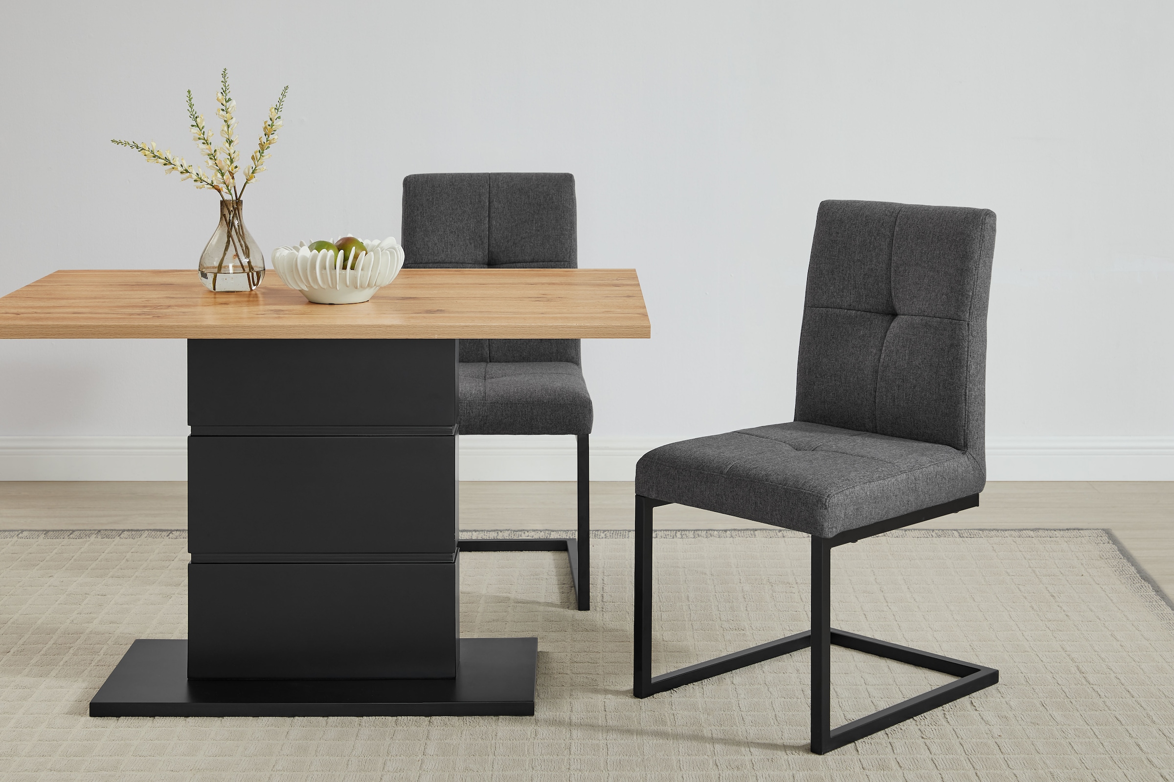 GOODproduct Eckbankgruppe »Geranie, Sitzgruppe, Eckbank inkl. Stauraum, Esstisch, 2 Freischwinger« Set, Eckbank inkl. Stauraum wahlweise links und rechts montierbar, 4 tlg. tlg. Eckbank inkl. Stauraum wahlweise links oder rechts montierbar