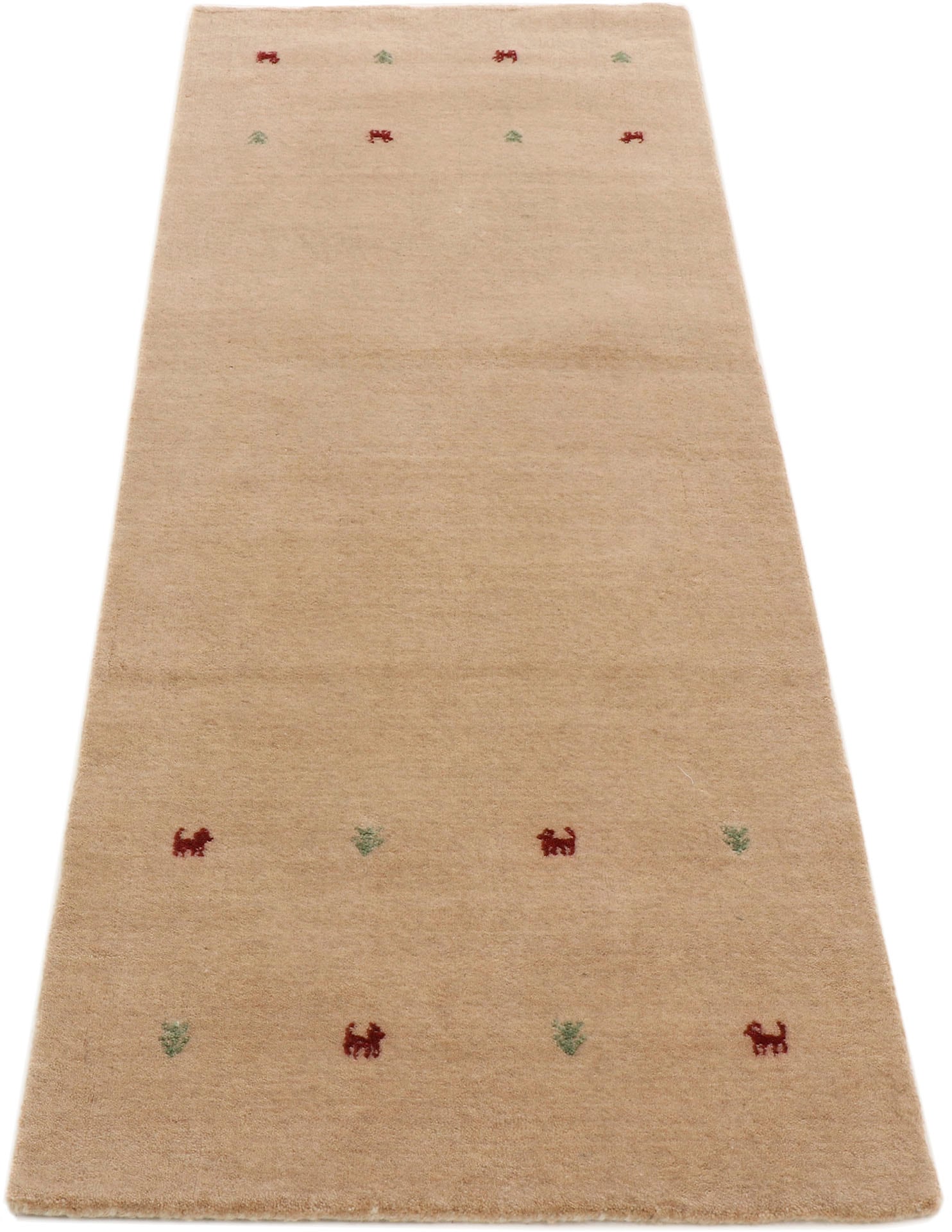 carpetfine Wollteppich »Gabbeh Uni, auch als Läufer und Rund erhältlich«, rechteckig, 15 mm Höhe, reine Wolle, handgewebt, Gabbeh Loom Tiermotiv, grosse Farbauswahl
