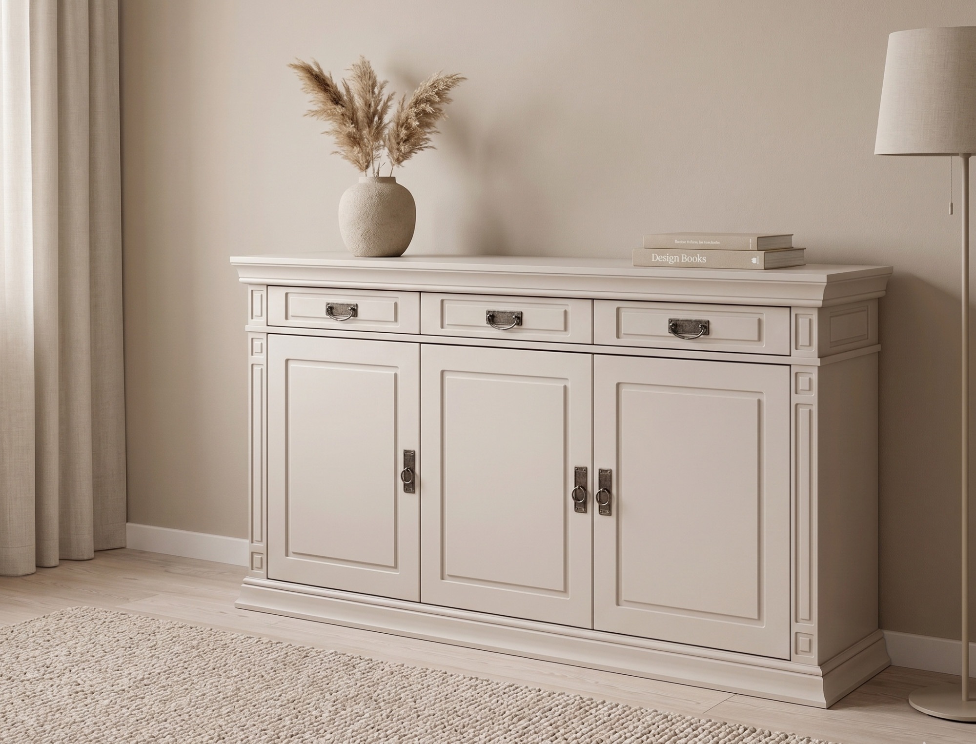 Image of GOODproduct Sideboard "Vinales, kommode 3 Schubläden, 3 Türen, 2 Einlegeböden" B/T/H: 155/39/83 cm, aus Massivholz, Breite 158 cm, im Landhausstil