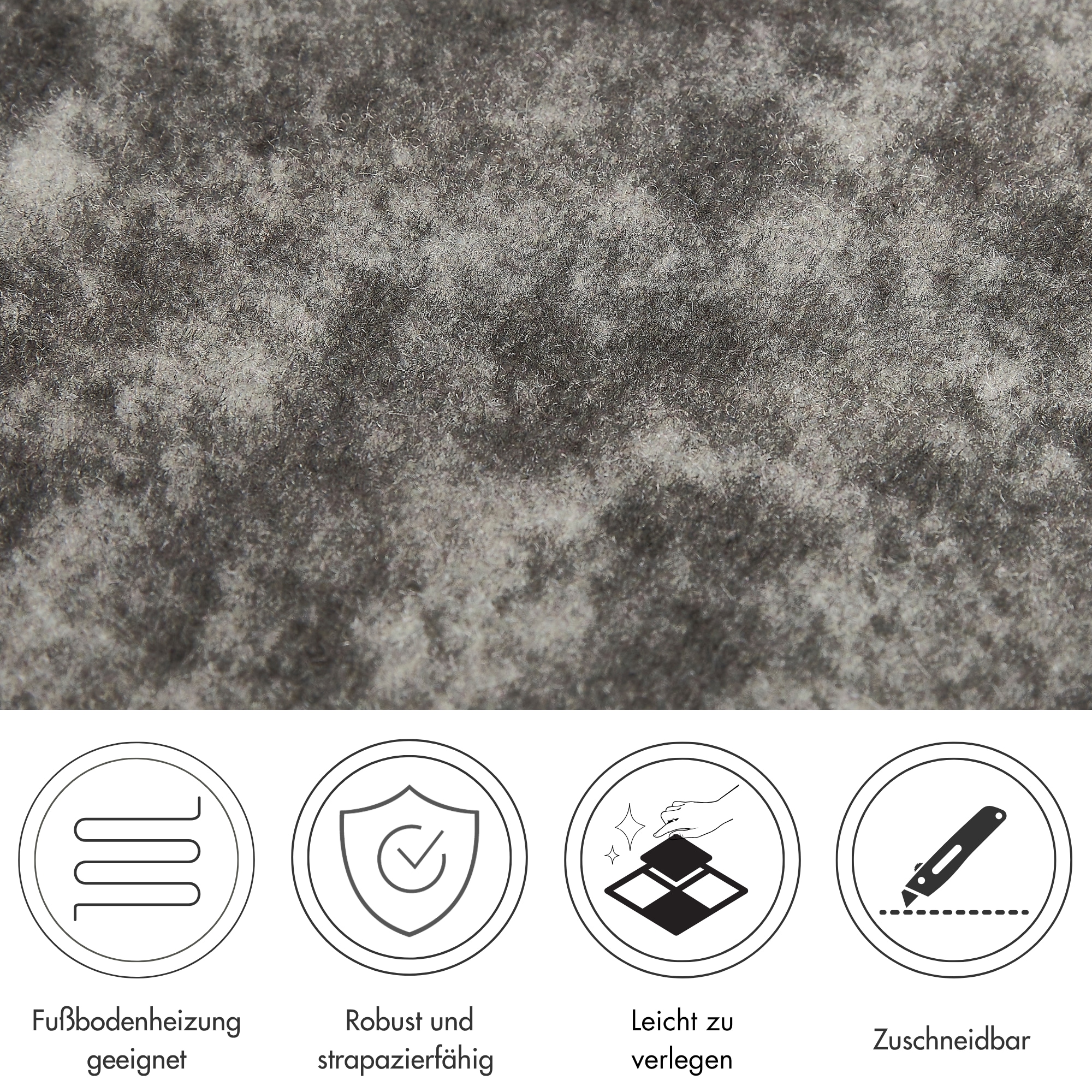 Andiamo Teppichfliese »Colmar Nadelfilz« quadratisch 4 mm Höhe 40x40 cm, selbstklebend, robust & strapazierfähig, 25 Stück (4 qm)