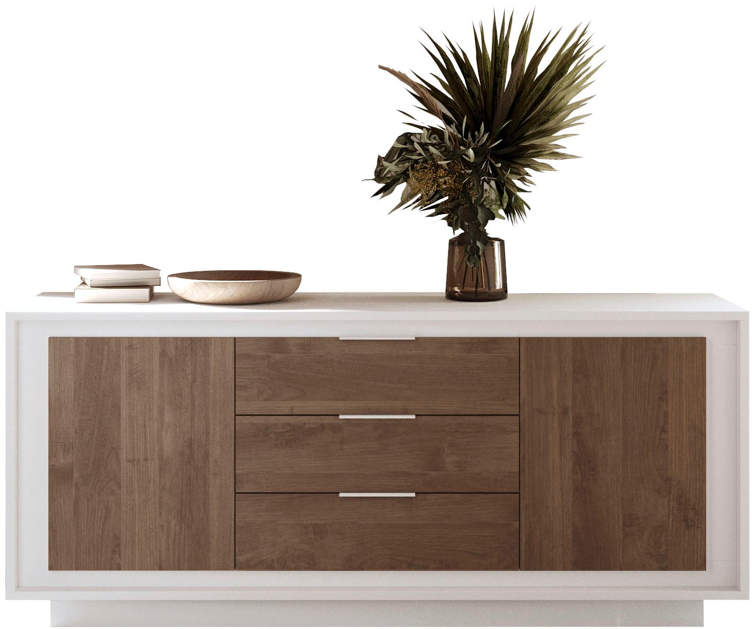 Image of Home affaire Sideboard "Sky, B/T 180/50 cm, Kommode/Stauraumschrank, 2 Türen, 3 Schubkästen" Softclosing, Korpus & Front 22 mm stark, Rahmen-Optik, Metallgriffe