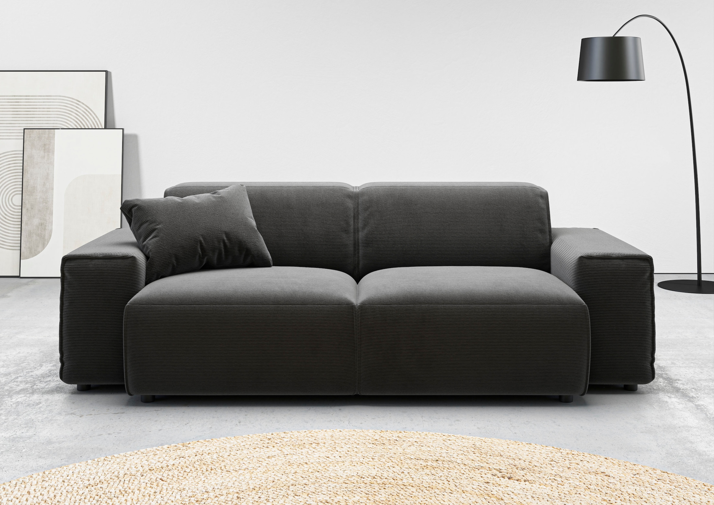 Image of Home affaire 2,5-Sitzer "Glimminge Breite 214cm, auch in Breitcord, Feincord + Easy care-Bezug" besondere Kedernähte, Zierkissen