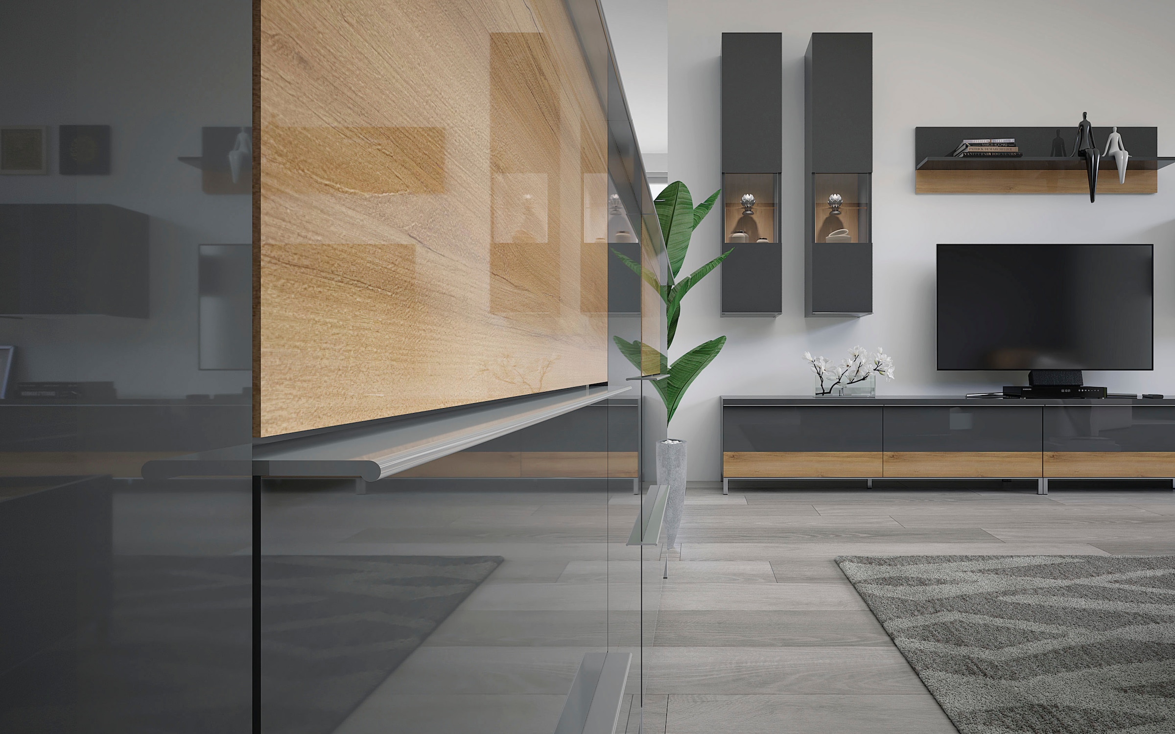 GOODproduct Buffet »Onyx, Kommode mit 3 Schubladen und 2 Türen,  UV Lackierung Hochglanz« Matériau bois certifié FSC®,  commode combinée avec fonction soft-close, dimensions (L/P/H) 152/45/88cm