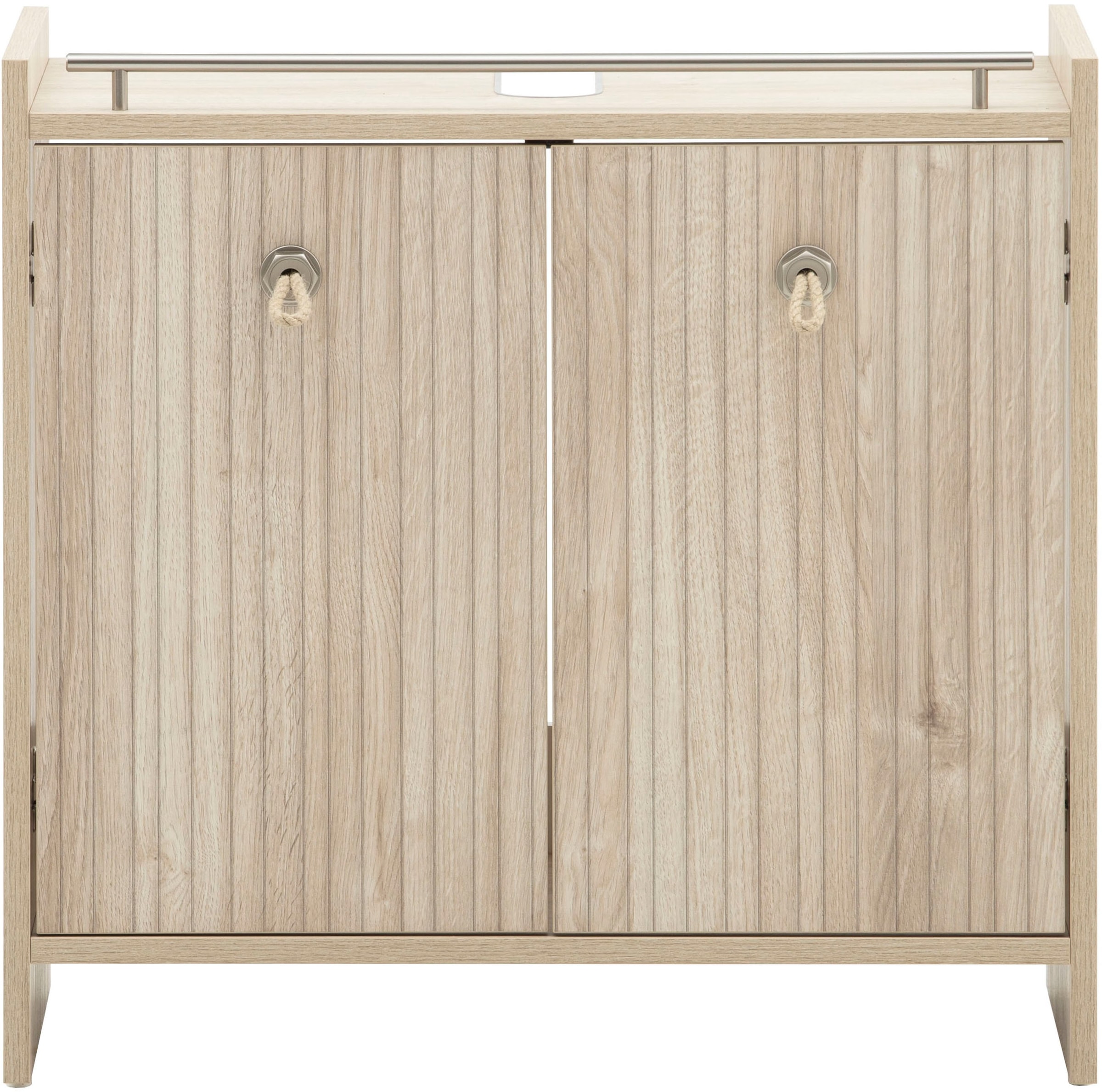 Schildmeyer Armoire sous lavabo »SONDERBY, 2 Türen, Breite 65 cm, MADE IN GERMANY« 1 cuis tlg. poignées en corde dans un style maritime, FABRIQUÉ EN ALLEMAGNE