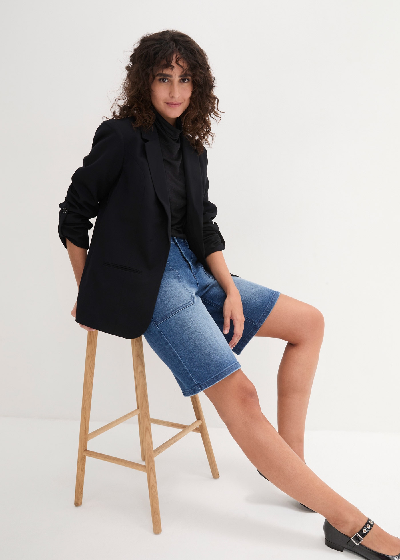 bonprix Veste blazer »Blazer« mit klassischem Reverskragen, mit Stretch-Material, Krempelärmel
