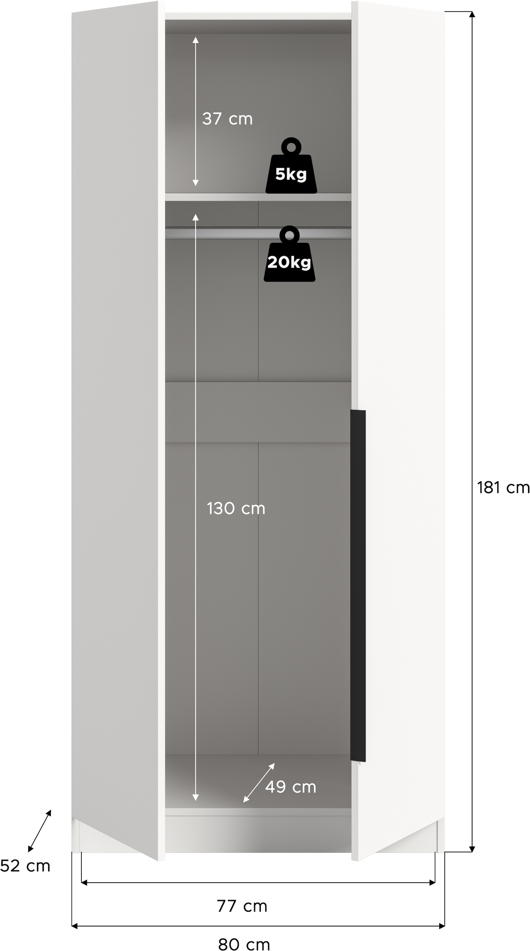 Home affaire Armoires à vêtements »Skarde Schlafzimmerschrank, Garderobe, Schrank, Bestseller« Otto Bestseller Garderobe Schlafzimmerschrank,  Breite: 80 cm, weiss, Kleiderstange, Einlegeboden