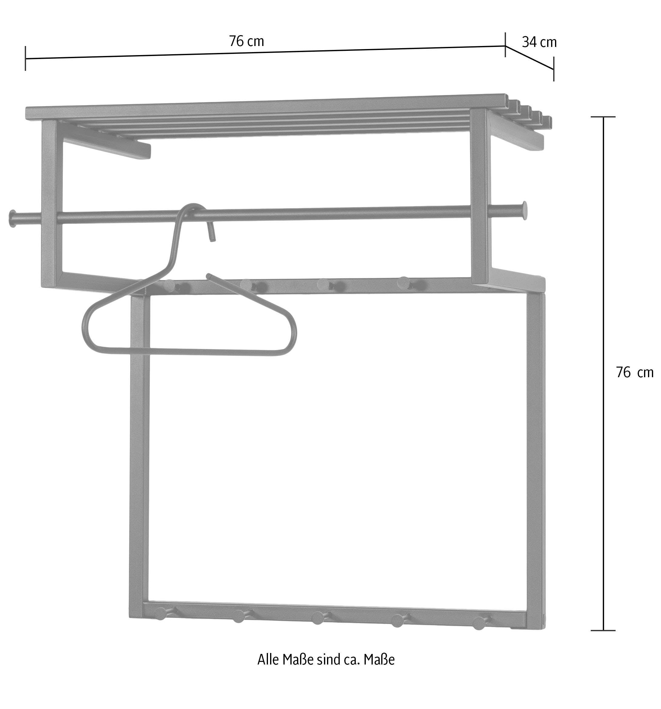 Spinder Design Garderobenleiste Metall, Familien-Garderobe, 10 Haken, 34 cm tief, trendige Farbe