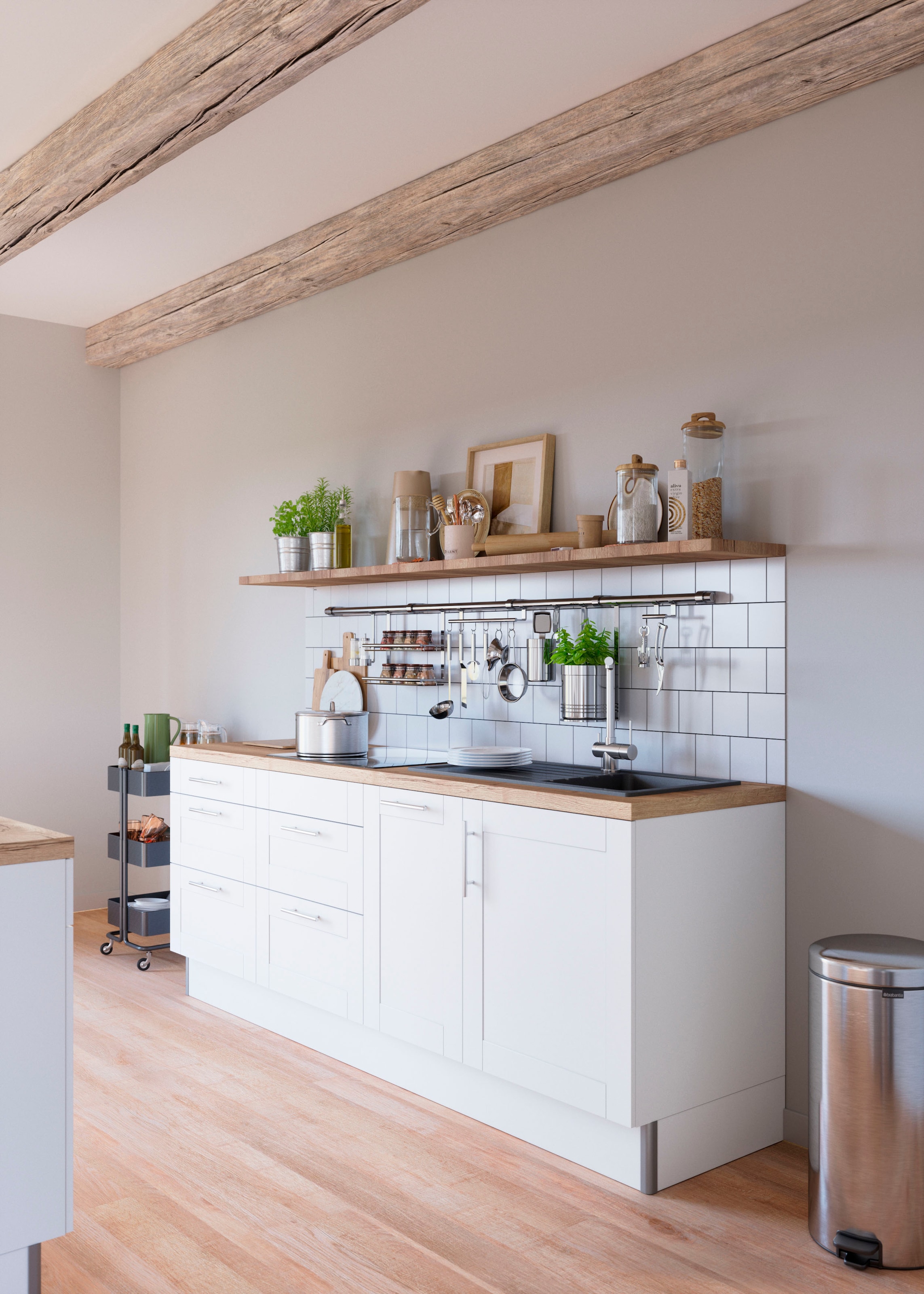 KOCHSTATION Küche »KS-Ahus«, Breite 225 cm, wahlw. Mit E-Geräten, Soft Close Funktion, MDF Fronten