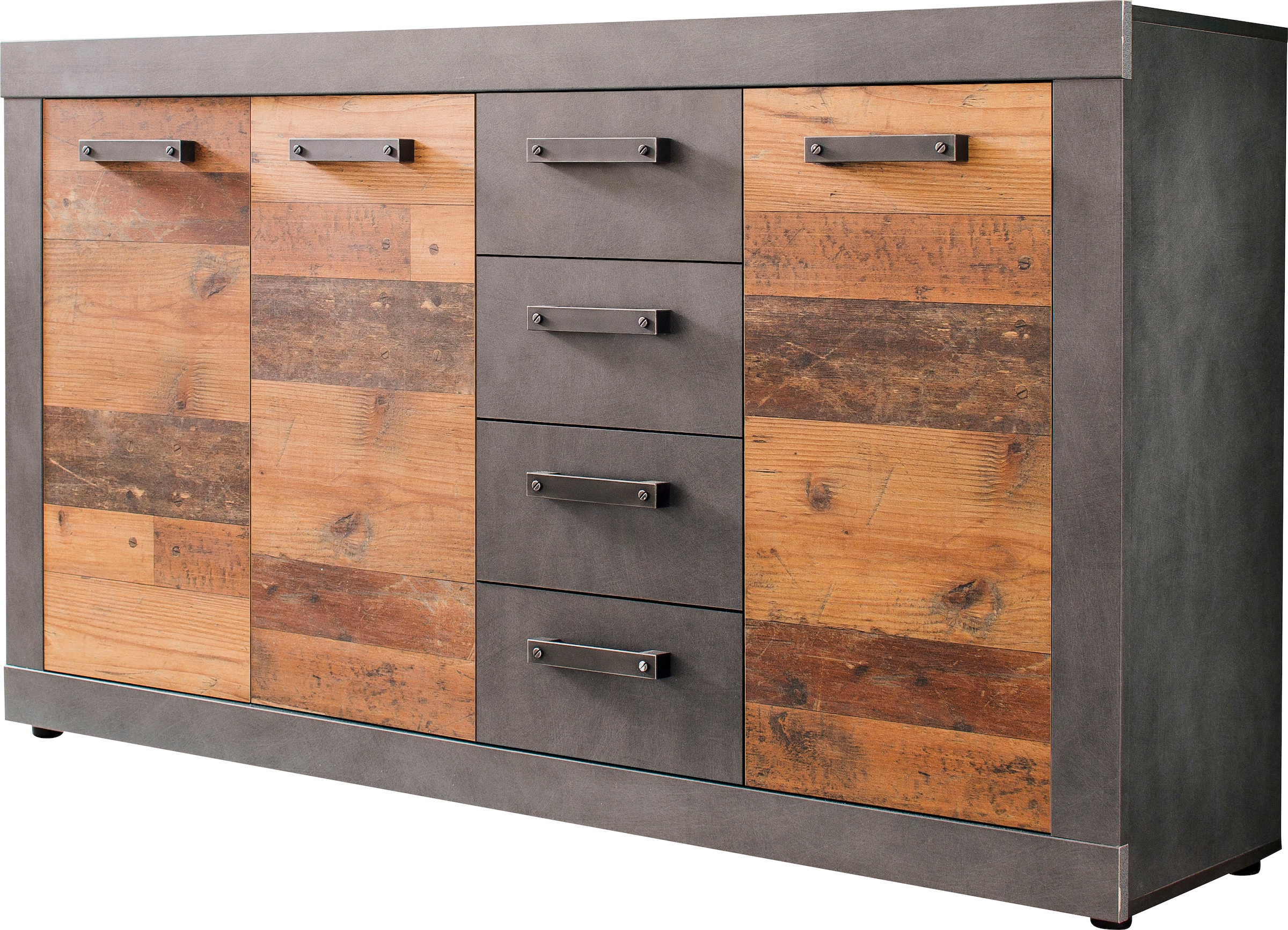 Home affaire Commode »Ilana« Kommode mit 3 Türen & 4 Schubladen - (B/T/H) 151/37/86 cm