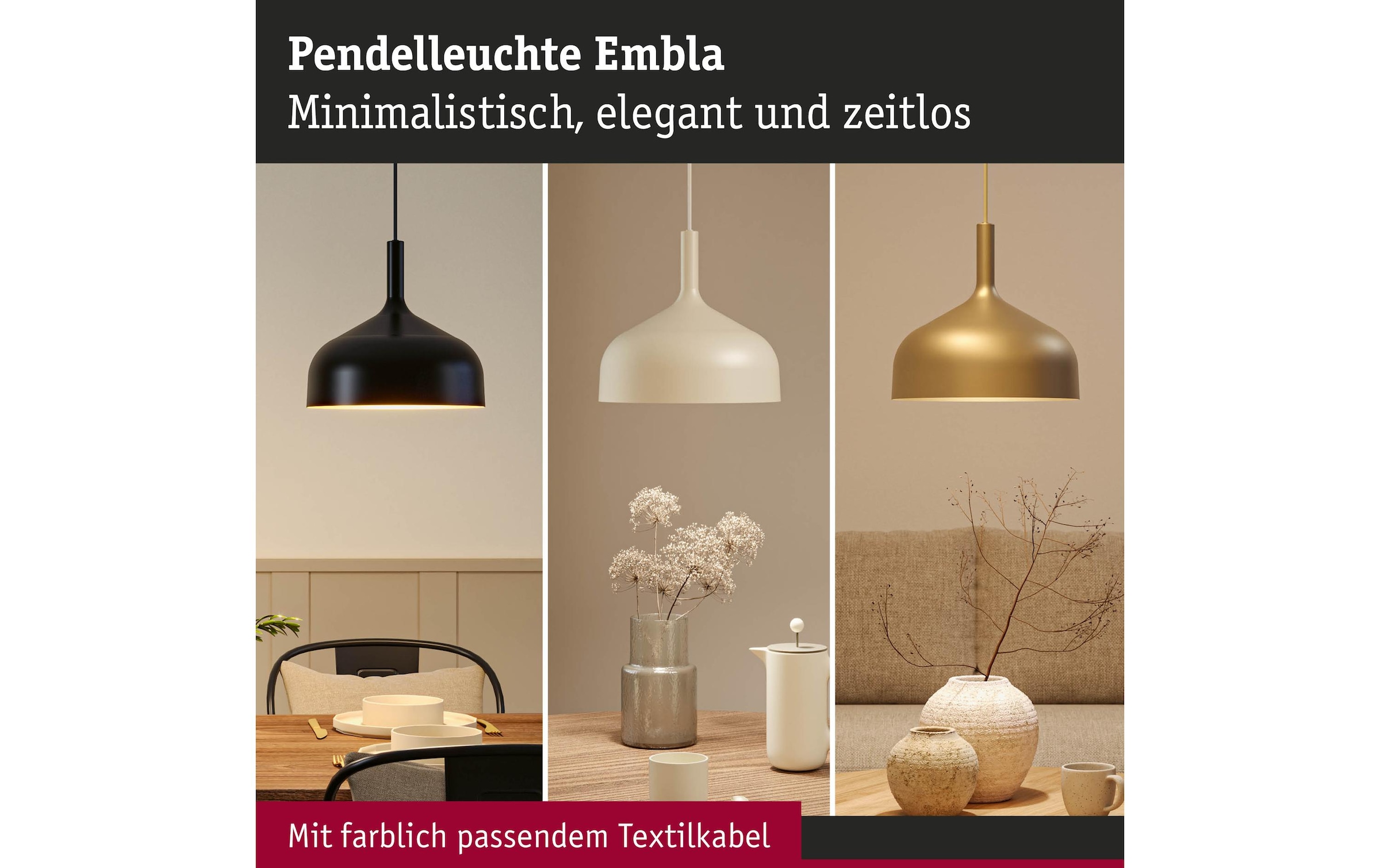 Paulmann Lampe suspendue »Pendelleuchte Embla II E27 Metall Metall«