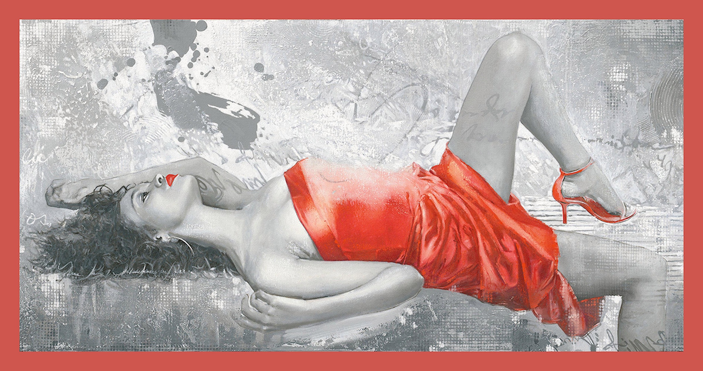 Image of my home Kunstdruck »ENRICO SESTILLO - Lady in red«, mit Rahmen bei Ackermann Versand Schweiz