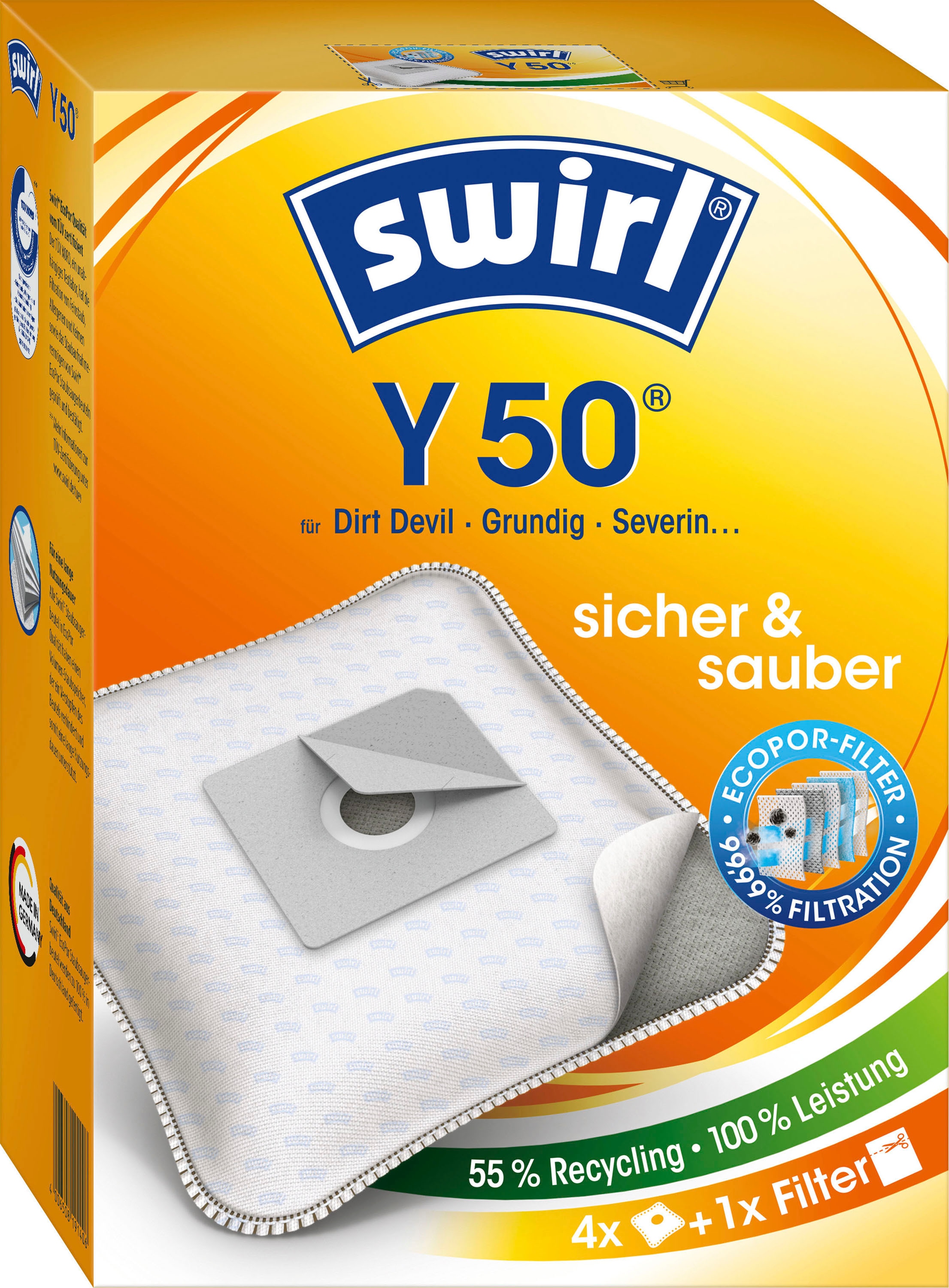 Staubsaugerbeutel »Y 50 für Dirt Devil, Progress, Samsung und Fakir«, (Packung), 4er-...