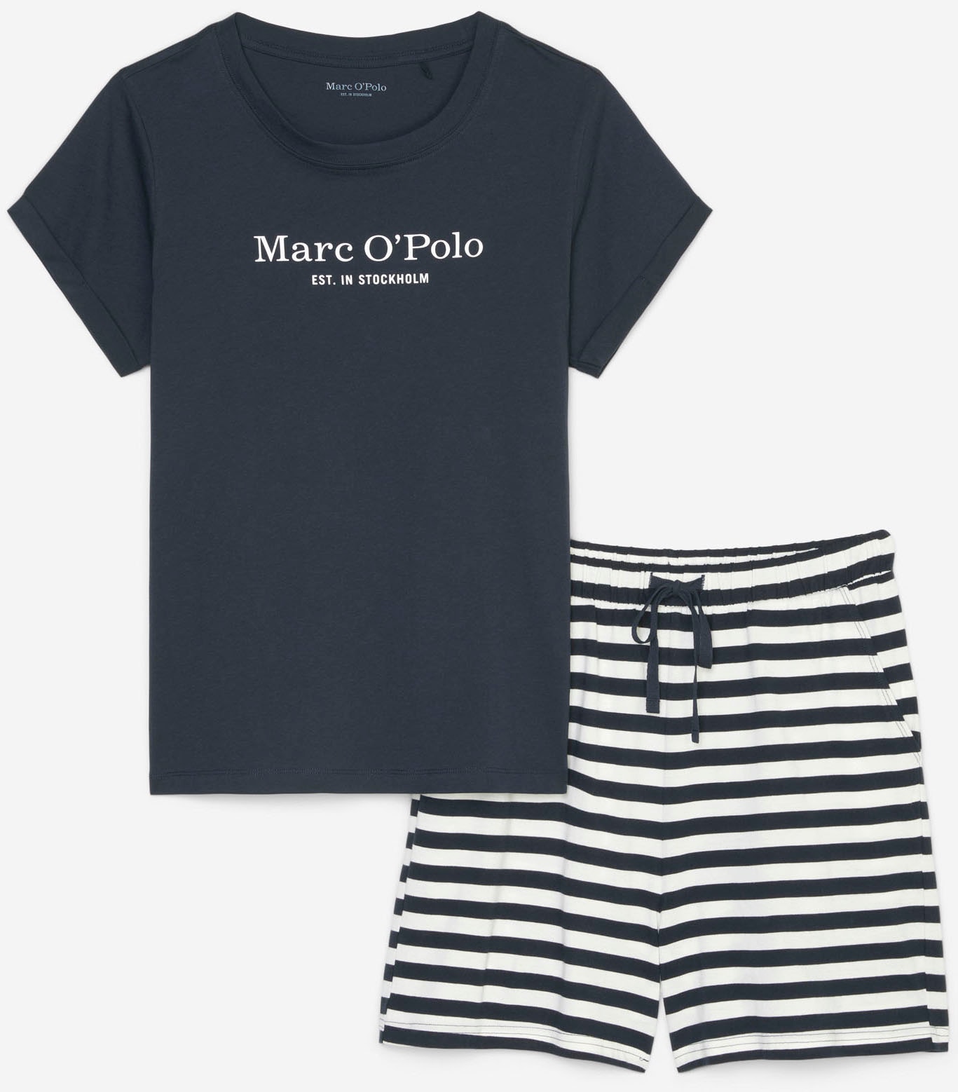 Marc O'Polo Pyjama, (Set, 2 tlg.), mit grossem Marken-Logo auf der Brust