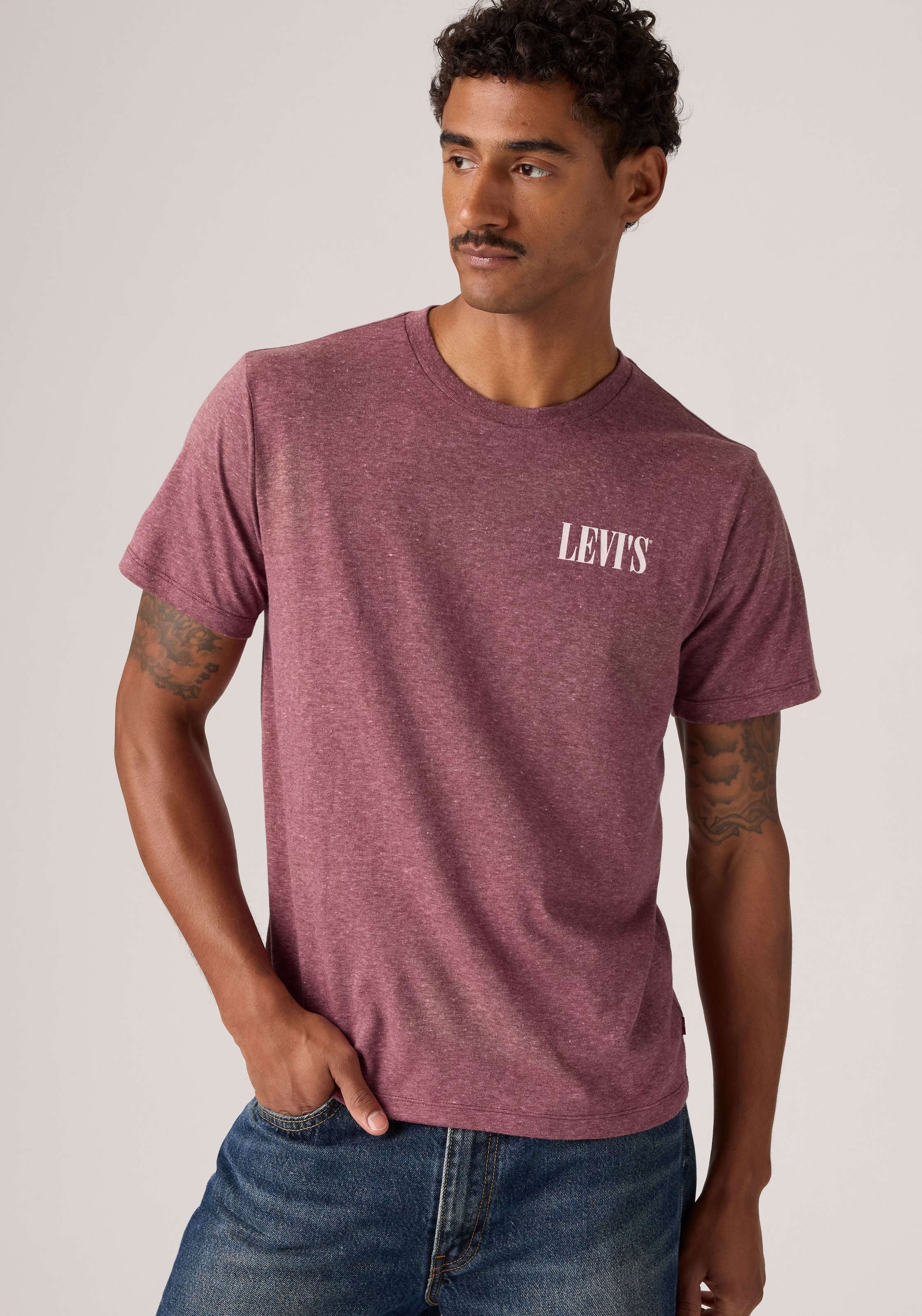 Image of Levis T-Shirt "GRAPHIC CREWNECK TEE" Melierter Feinstrick, pflegeleichter Materialmix