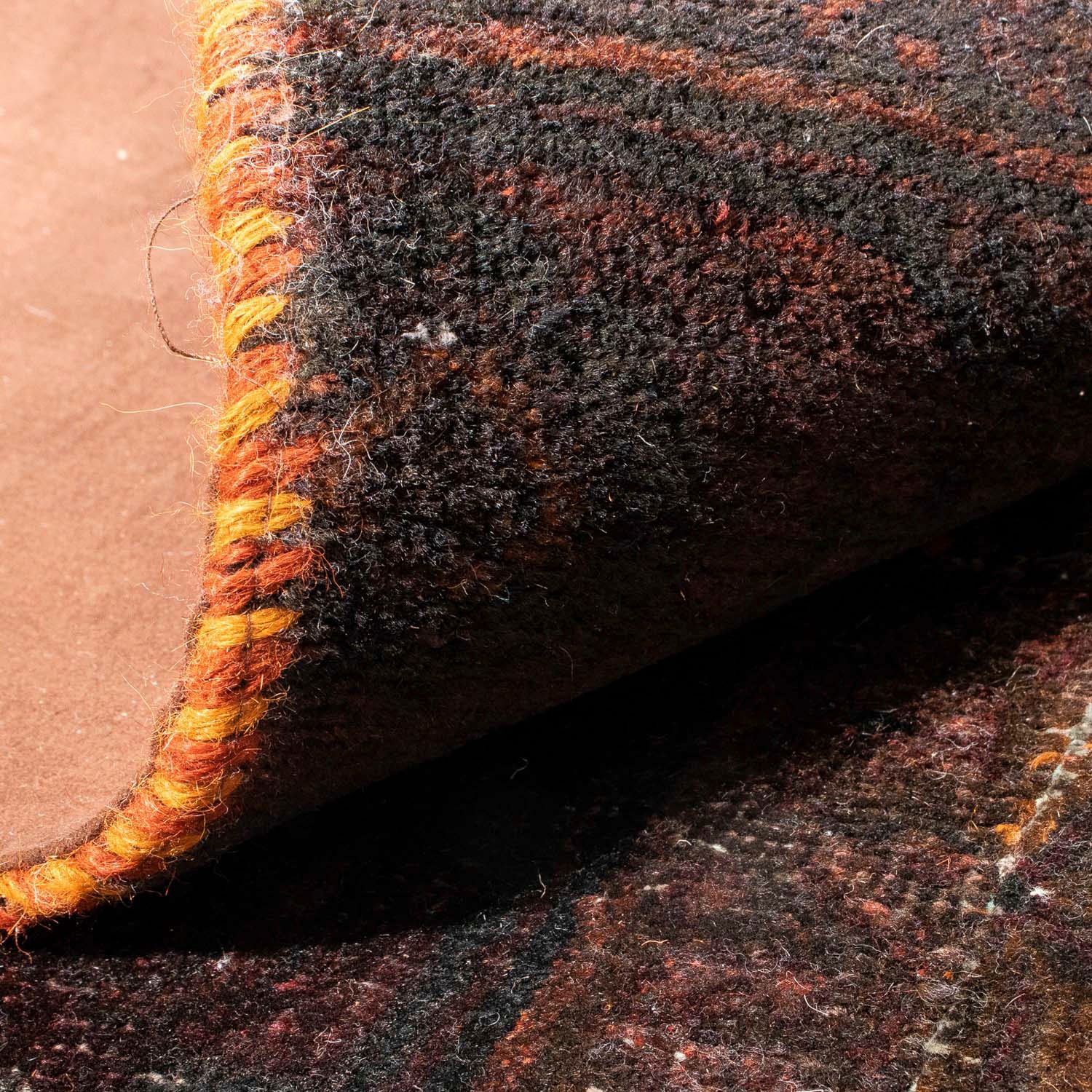 morgenland Teppich »Patchwork - 302 x 200 cm - dunkbraun«, rechteckig, 7 mm Höhe, Wohnzimmer, Handgeknüpft, Einzelstück mit Zertifikat