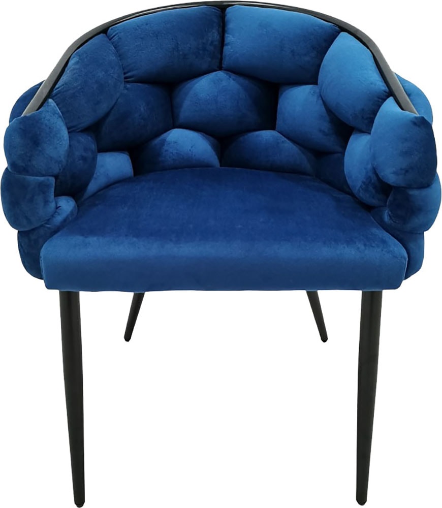 Kayoom Polsterstuhl »Stuhl Grace 125 2er-Set, Gestell aus Eisen, bequem gepolstert« (Set) 2 Stk.Graziöses Design, absolutes Eye-Catcher, geflochtener Rücken