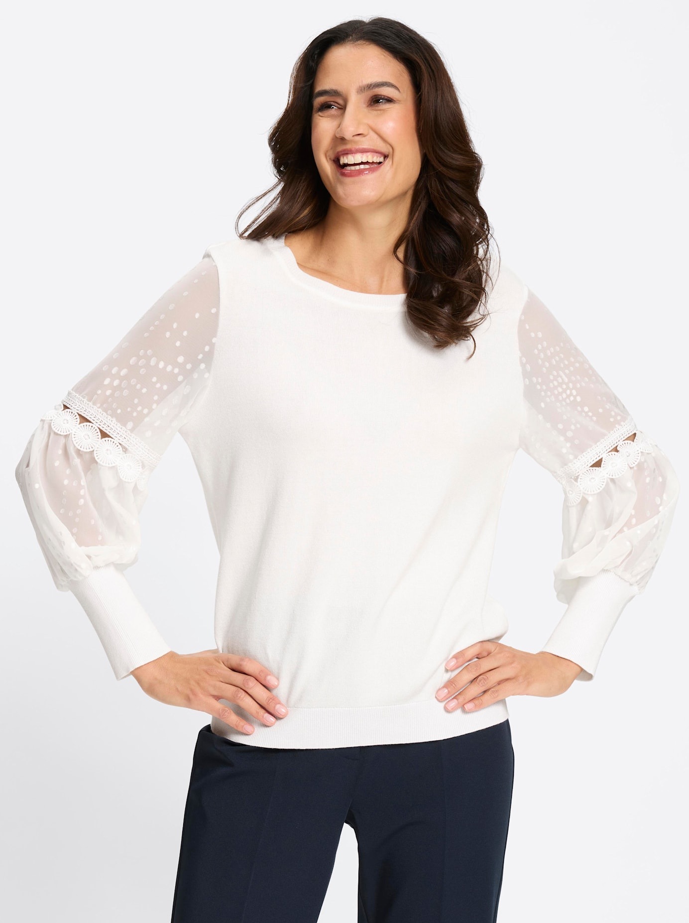 Lady Pull à col rond »Feinstrick-Pullover«