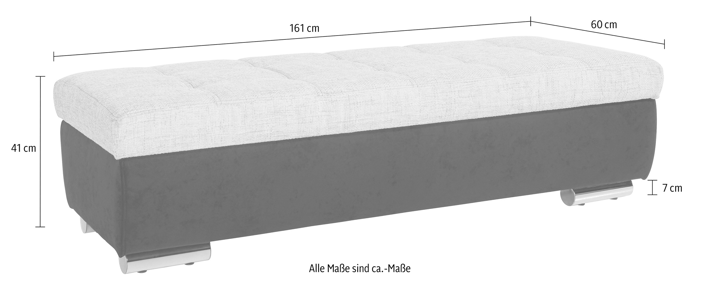 DOMO collection Hocker »Treviso XXL: B/T/H:  161/60/41 cm« mit Stauraum, auch in Cord, passend zur Serie, moderne Steppung