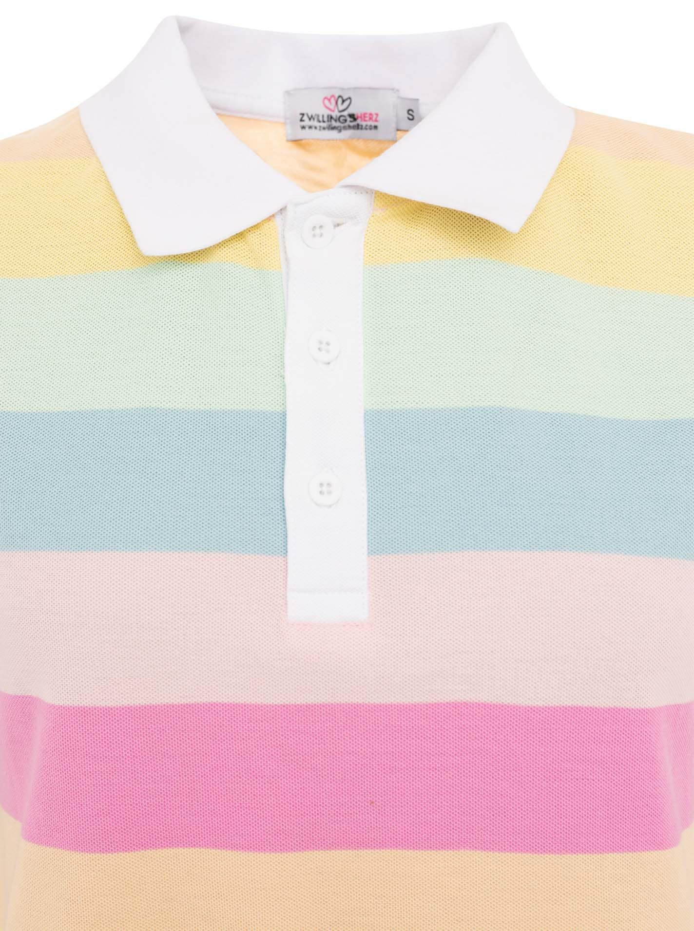 Zwillingsherz Poloshirt »Rainbow« kurzarm, Pastellfarben, Polokragen und Knopfleiste abgesetzt
