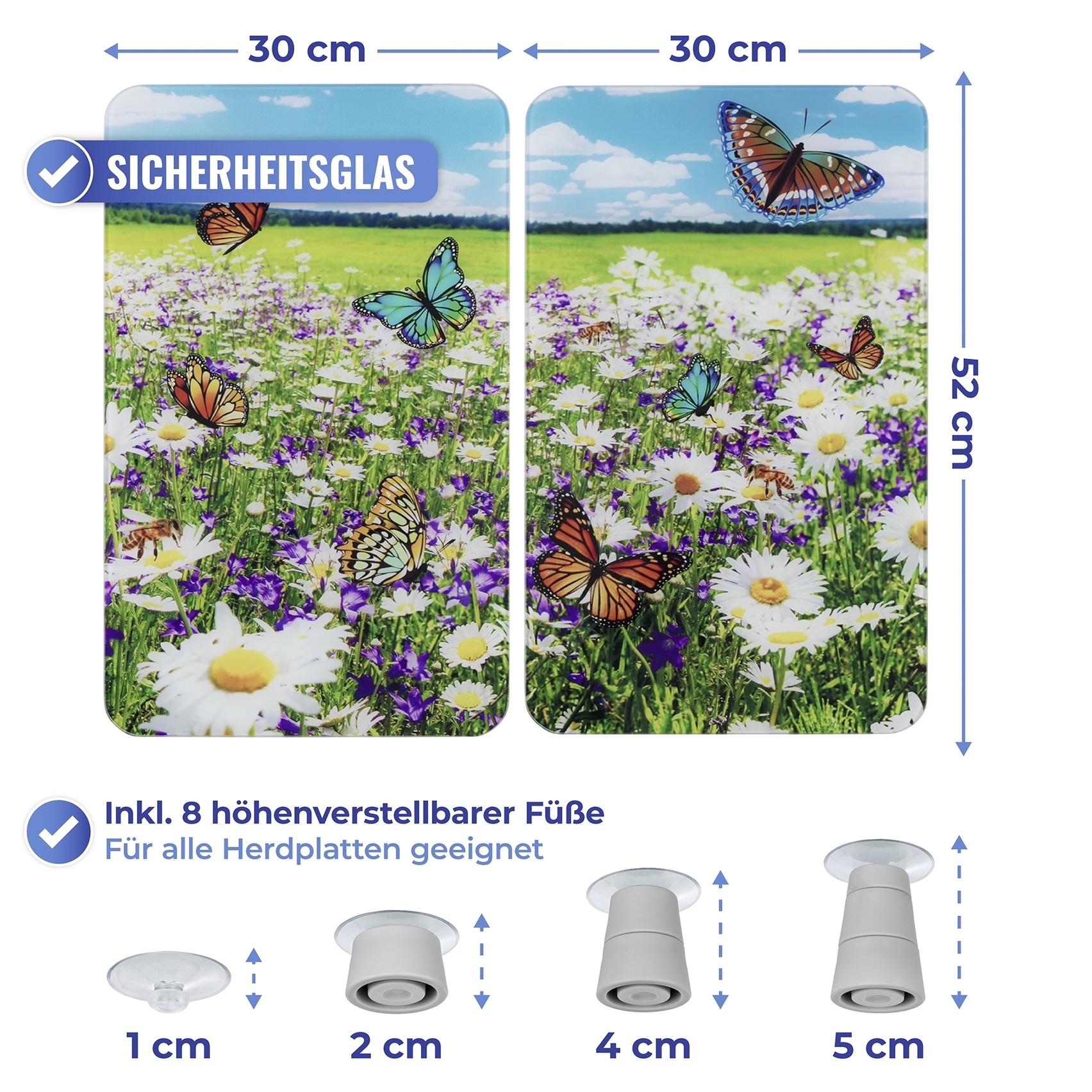 Maximex Herd-Abdeckplatte »Universal Modell Sommerwiese«, (Set, 2 tlg.), Herdabdeckung für alle Herdarten, kratzfest, mit rutschfesten Füssen