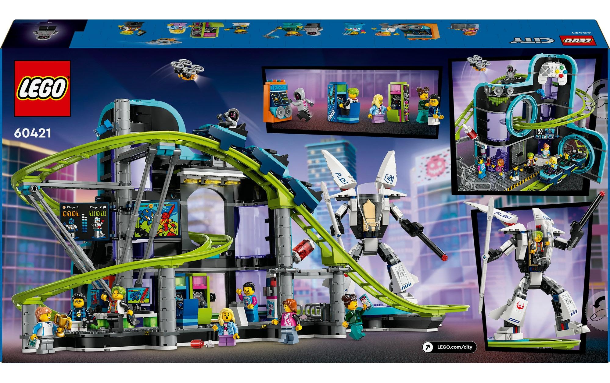 LEGO® Spielbausteine »City Achterbahn mit Roboter-Mech 60421«, (986 St.)